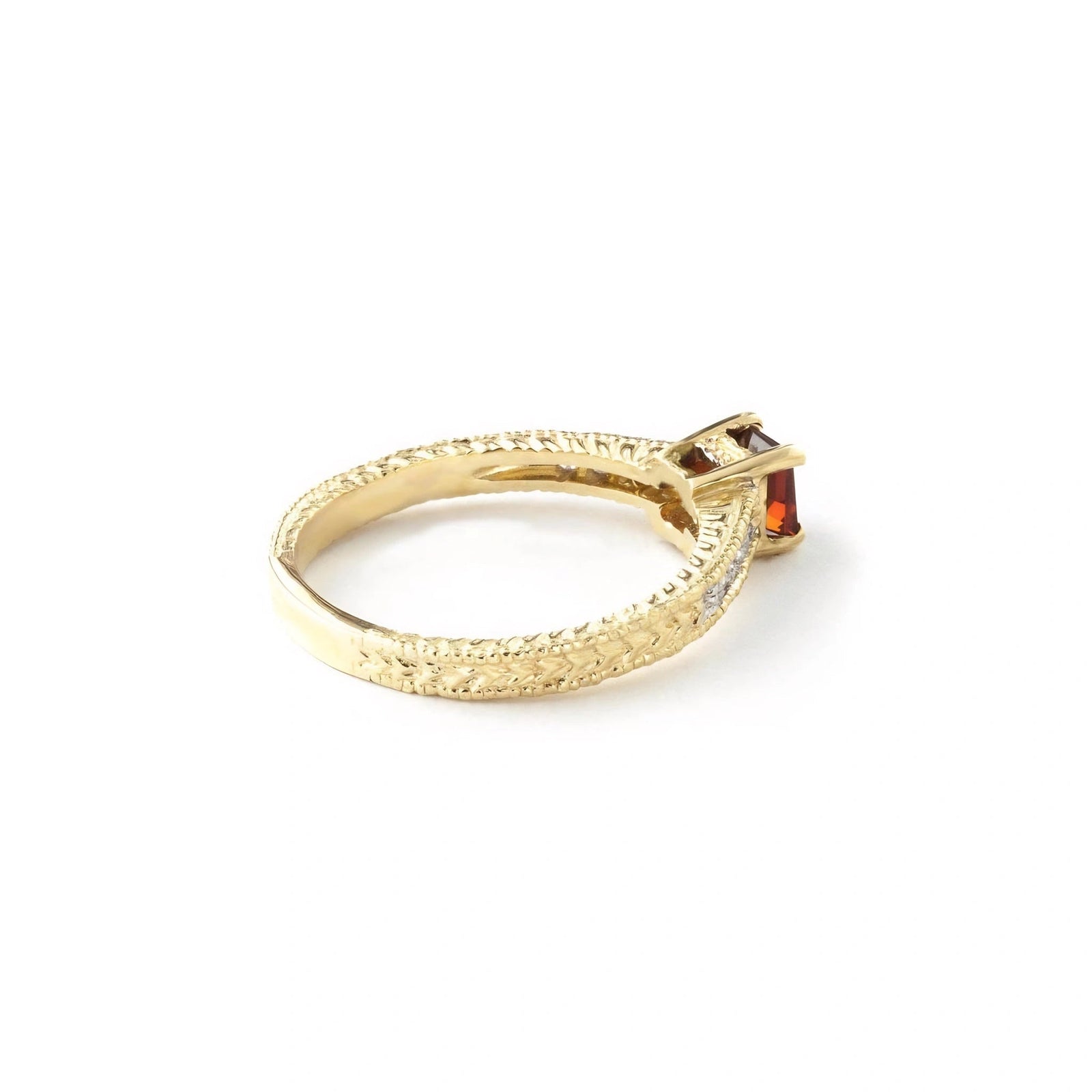 Yellow Gold Ring Garnet 10K — Ginevra