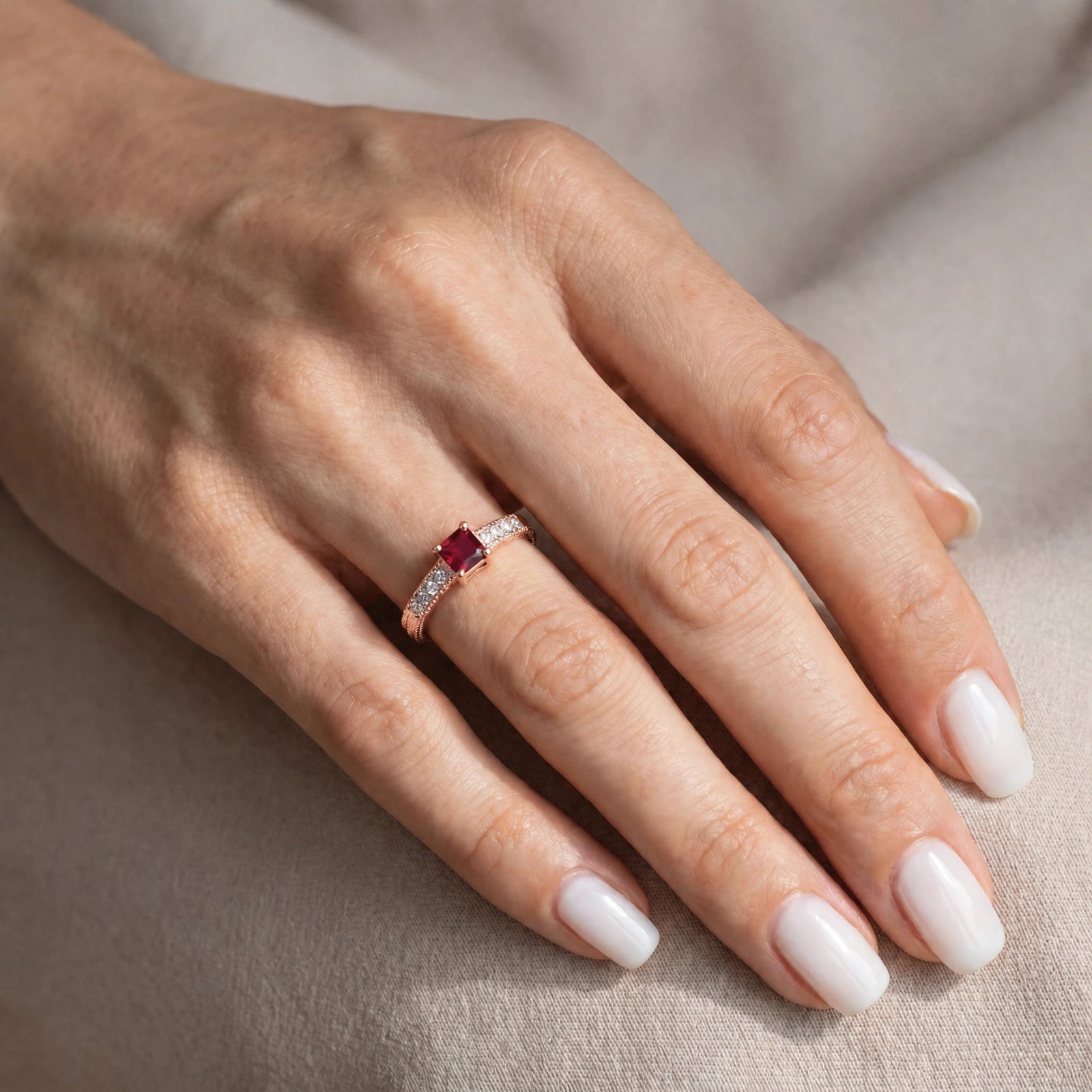 Rose Gold Ring Ruby 10K — Ginevra