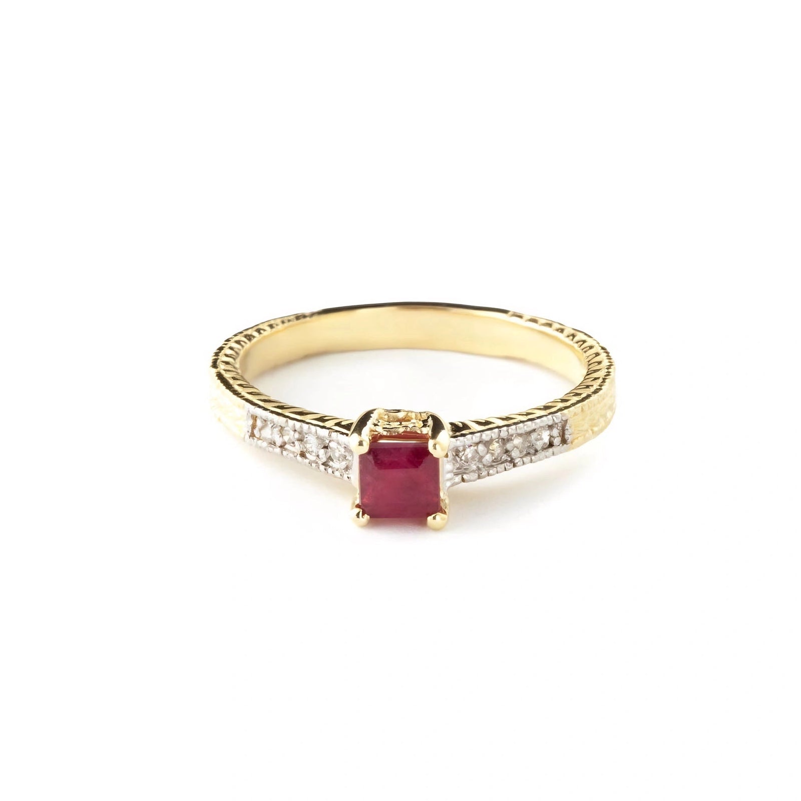 Yellow Gold Ring Ruby 10K — Ginevra