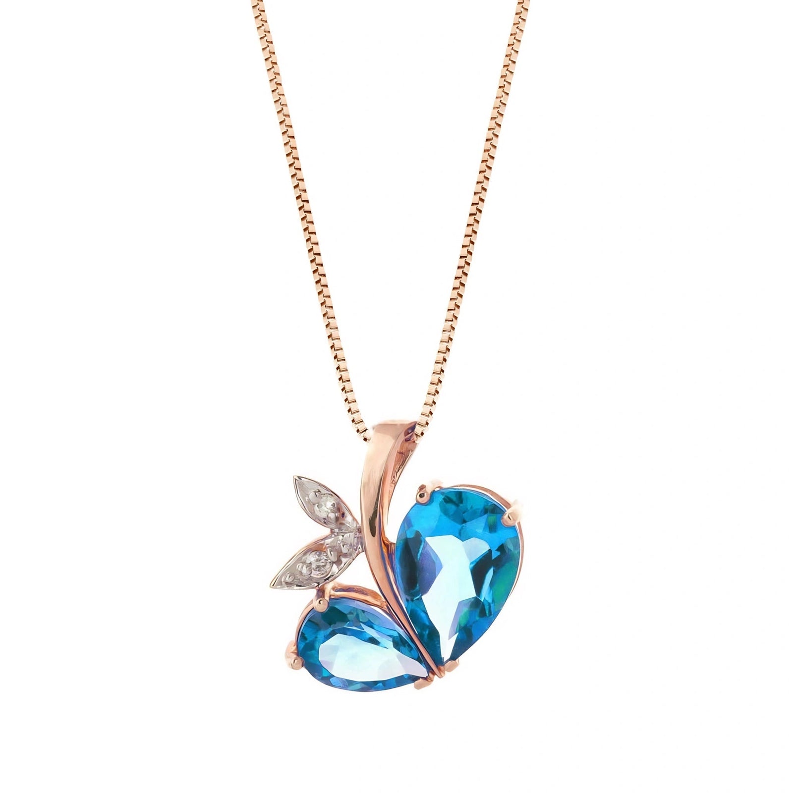 Rose Gold Pendant Necklace Blue Topaz 10K — Adelaide