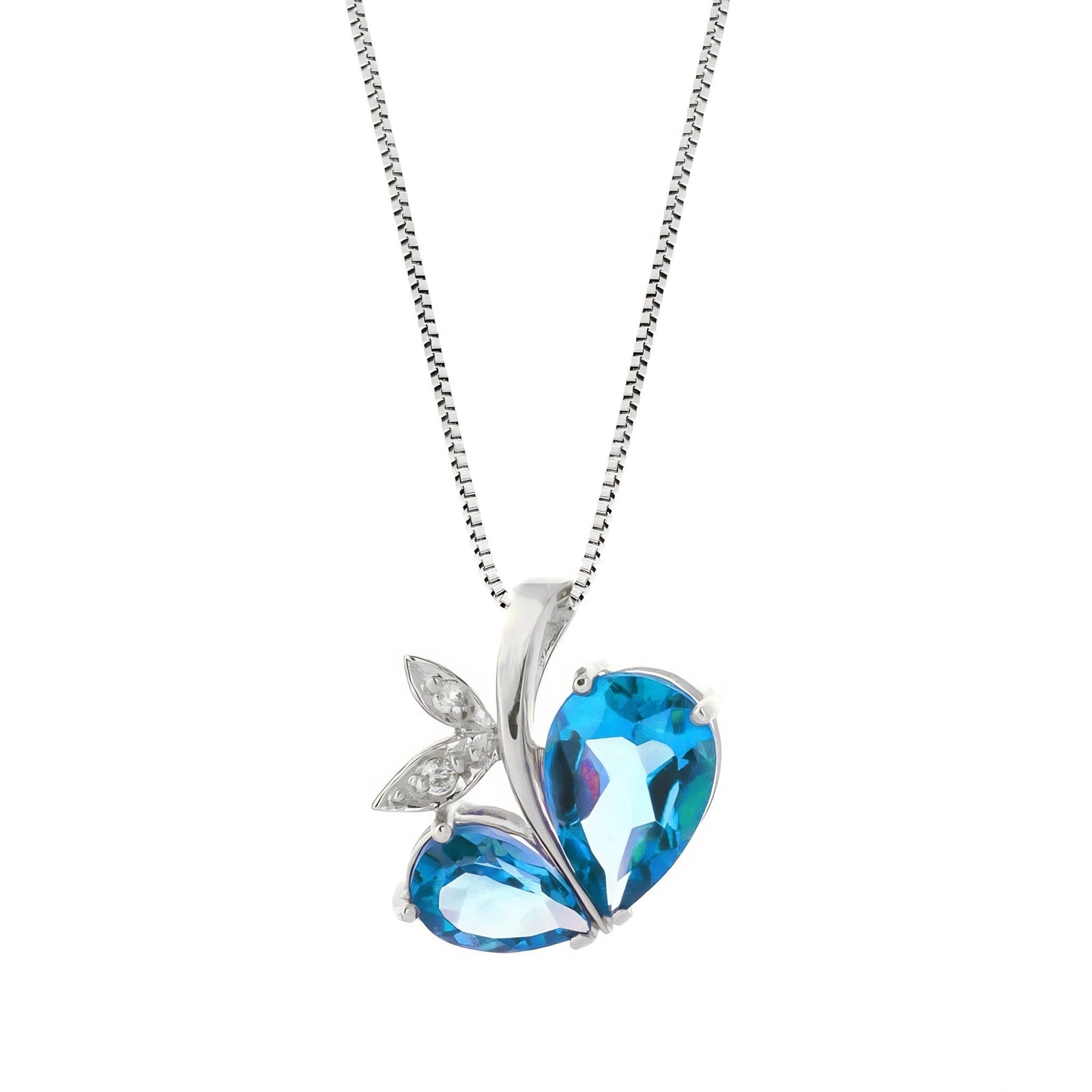 White Gold Pendant Necklace Blue Topaz 10K — Adelaide
