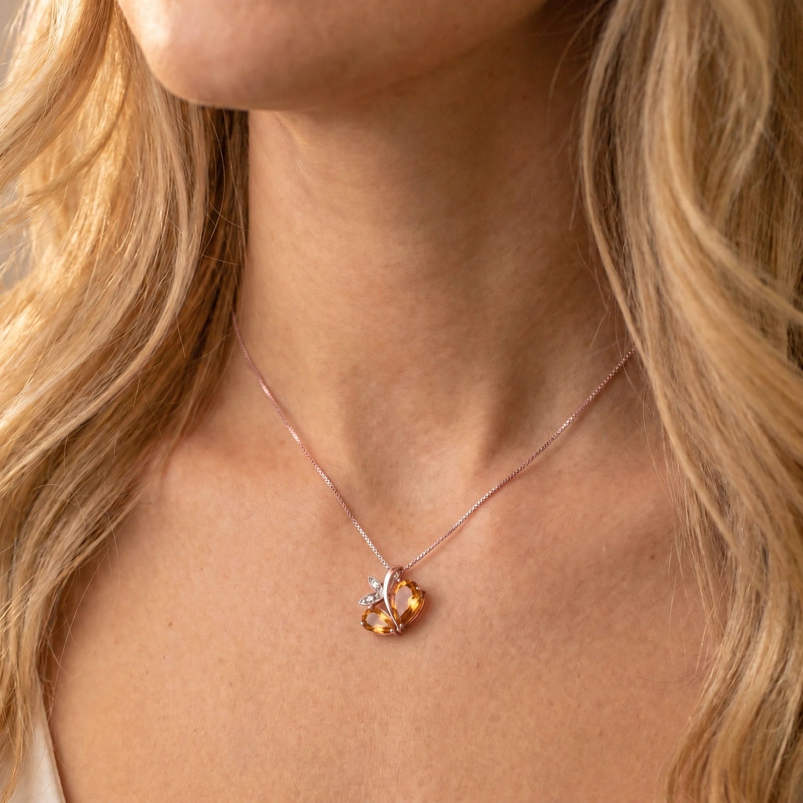 Rose Gold Pendant Necklace Citrine 10K — Adelaide