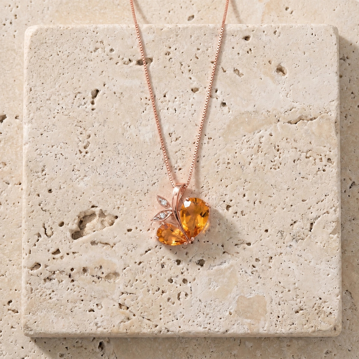Rose Gold Pendant Necklace Citrine 10K — Adelaide