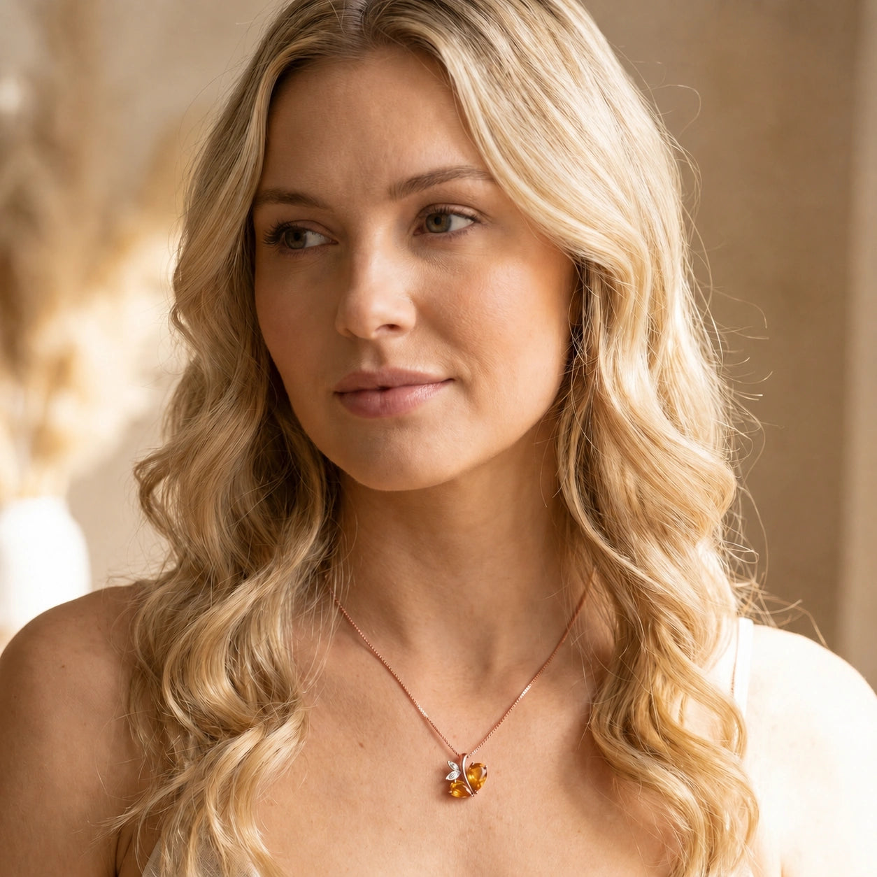 Rose Gold Pendant Necklace Citrine 10K — Adelaide