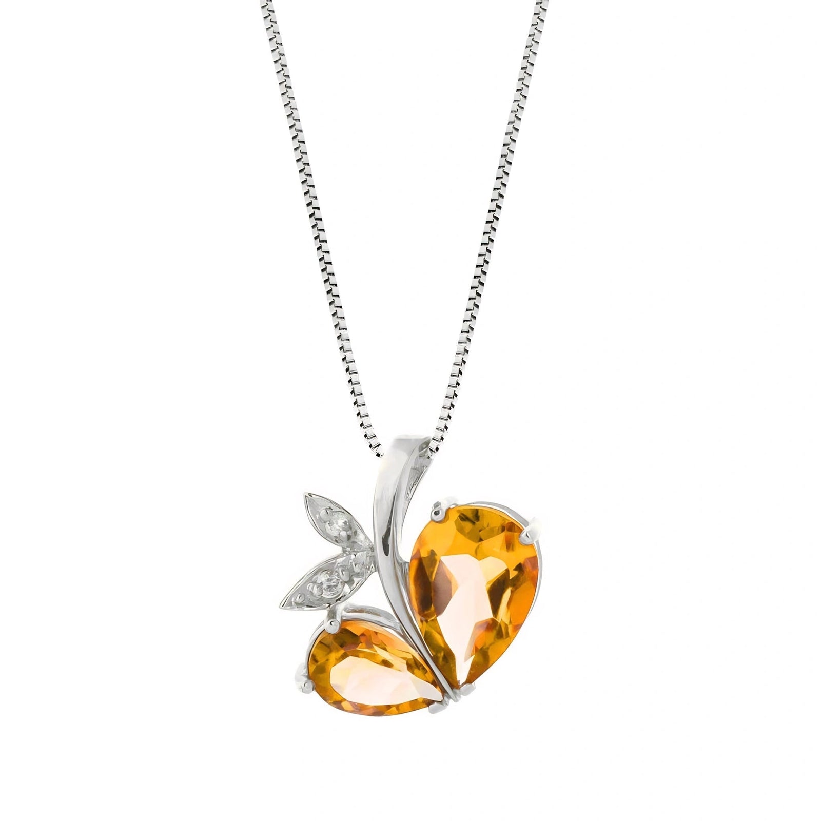 White Gold Pendant Necklace Citrine 10K — Adelaide