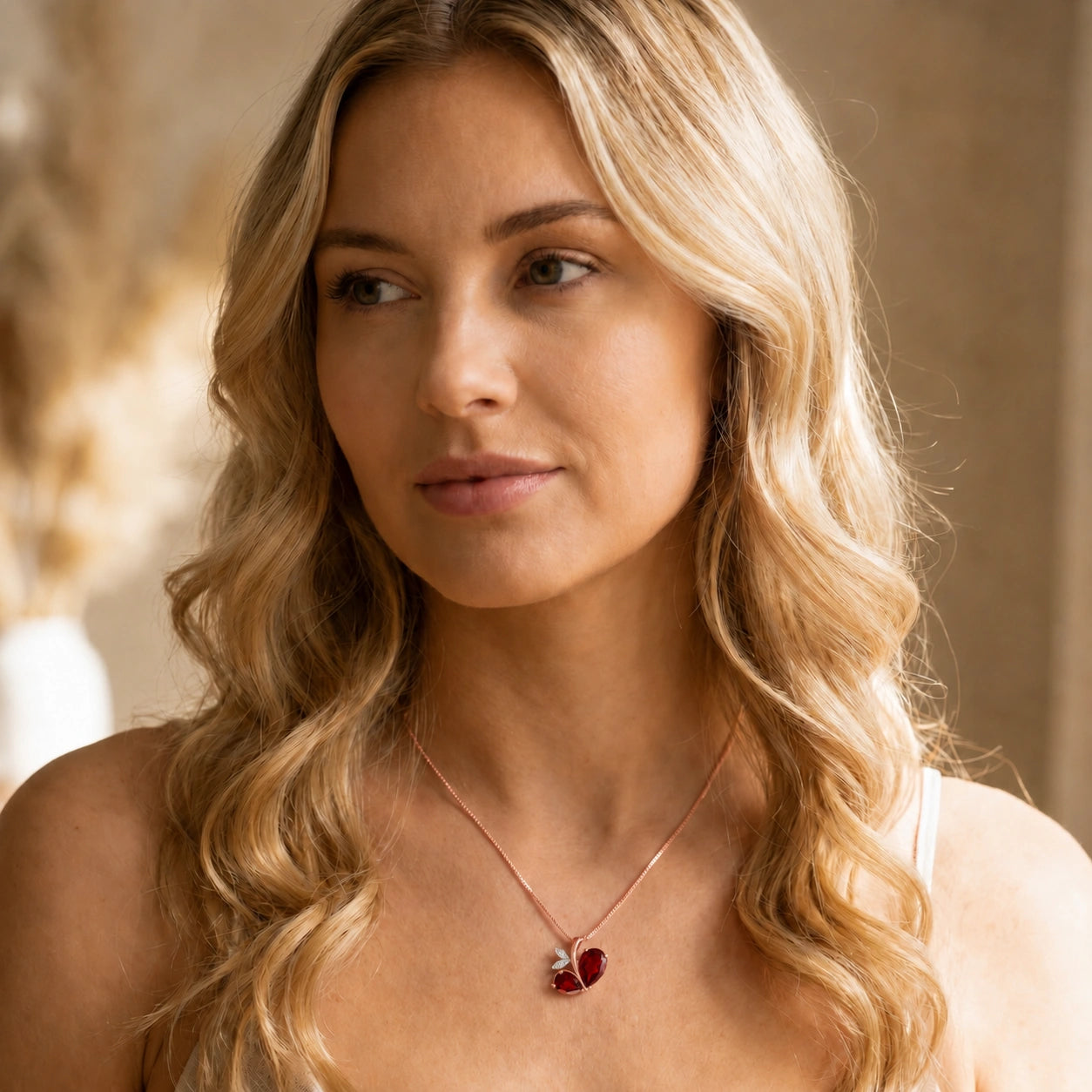 Rose Gold Pendant Necklace Diamond 10K — Adelaide