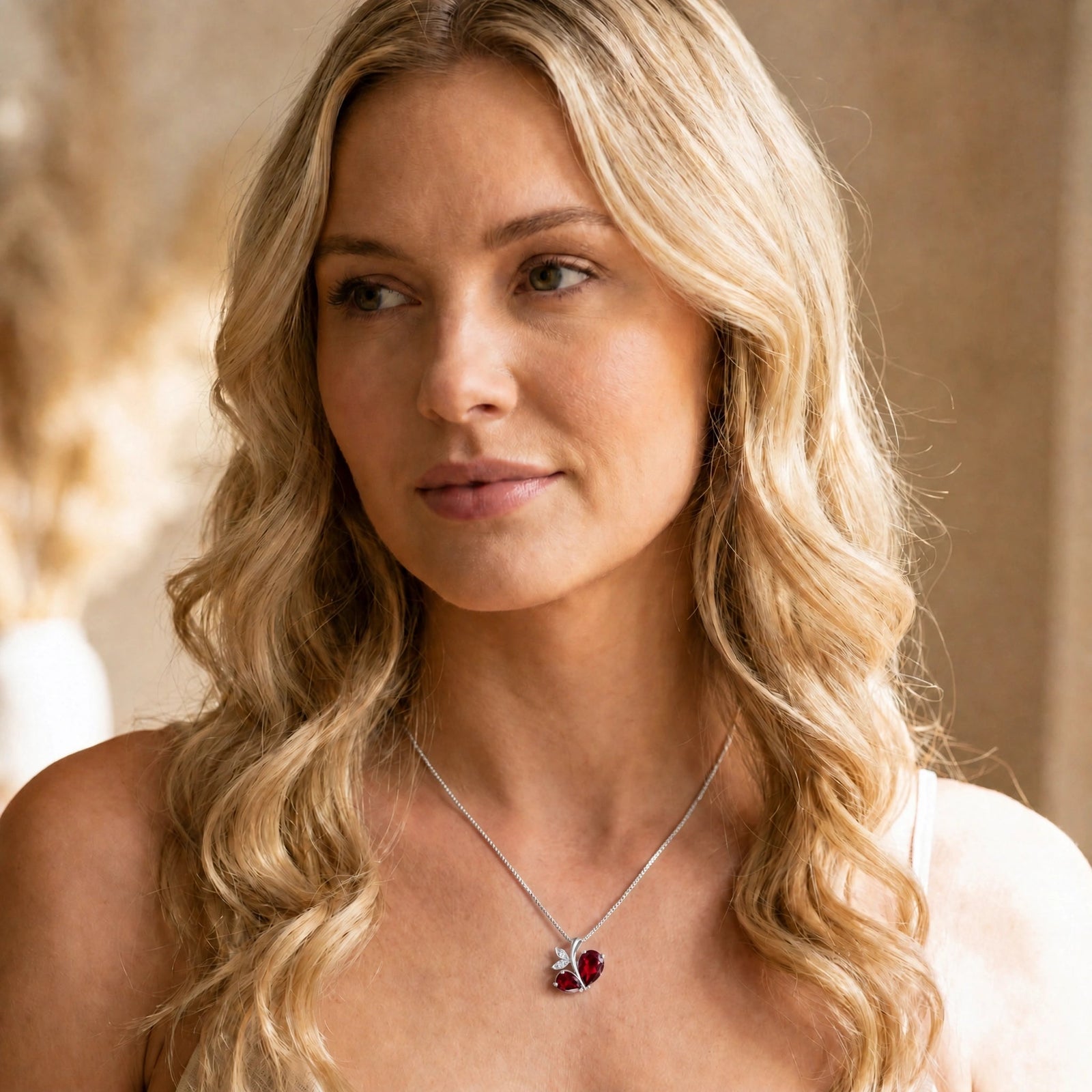White Gold Pendant Necklace Diamond 10K — Adelaide