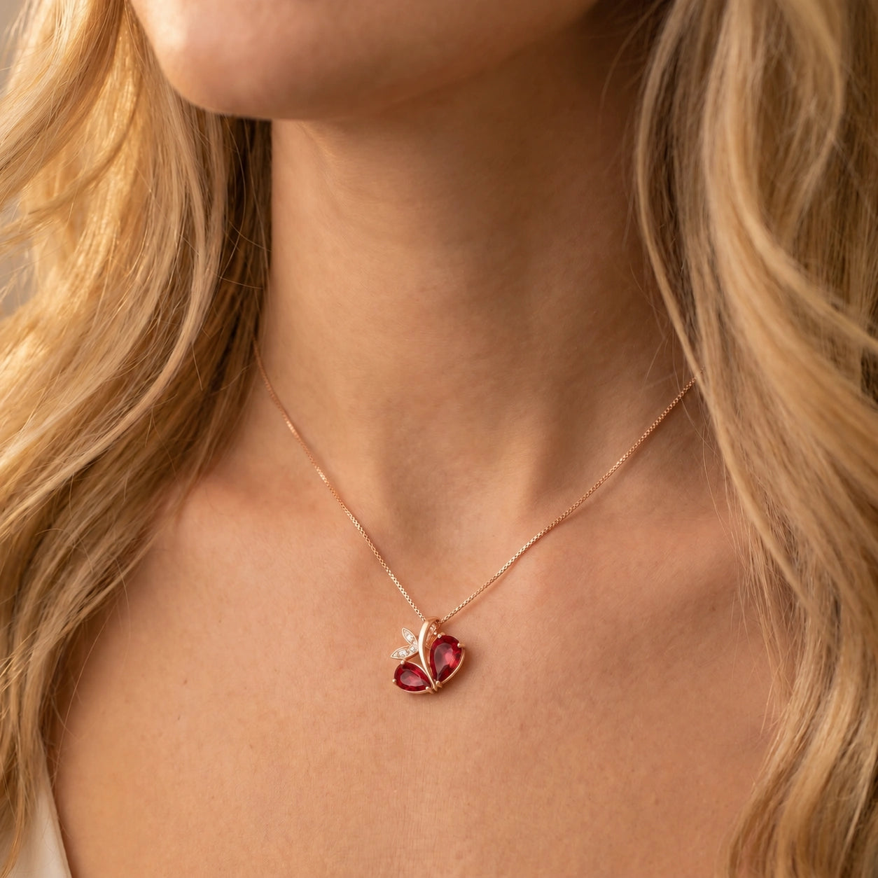 Rose Gold Pendant Necklace Multi-Gemstone 10K — Adelaide