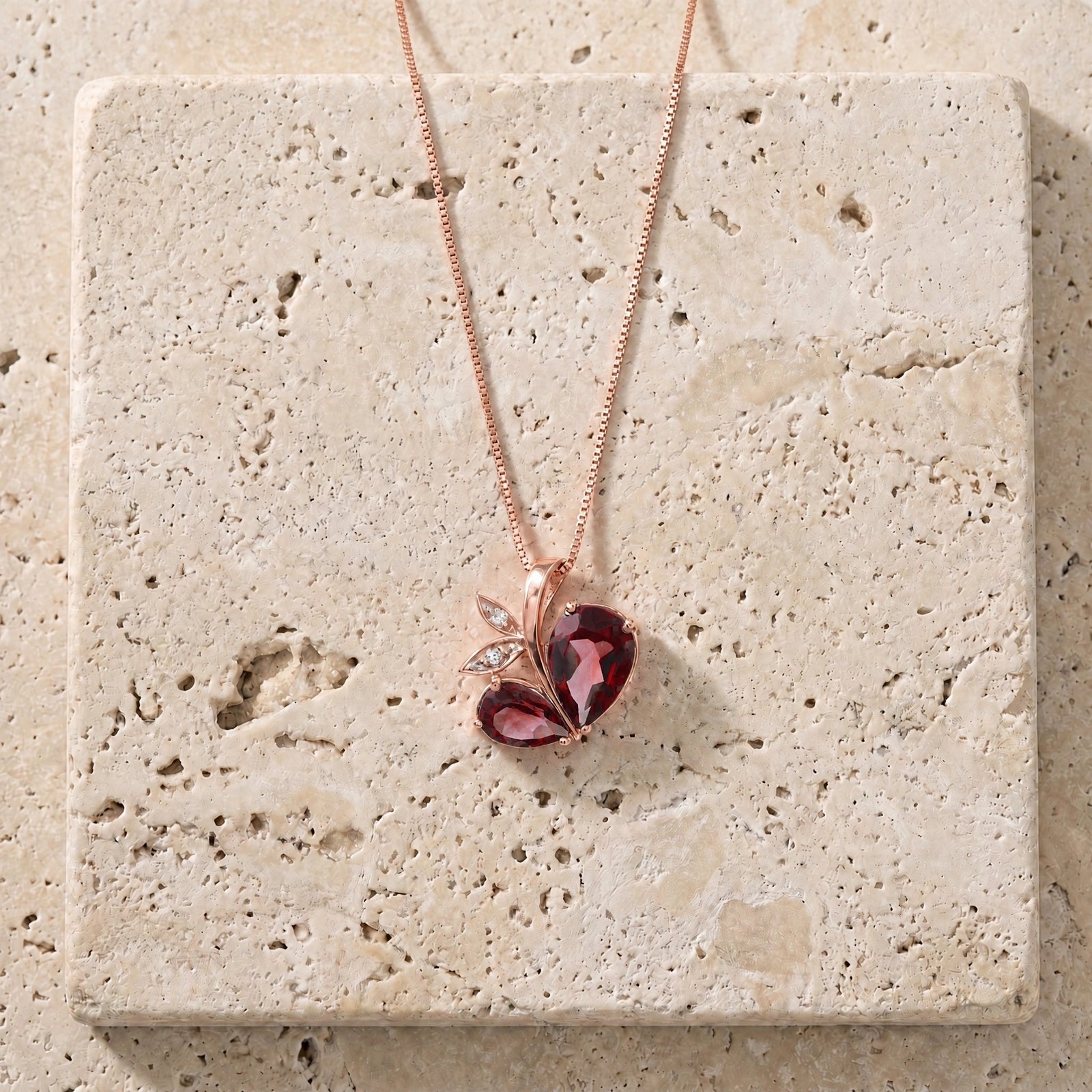 Rose Gold Pendant Necklace Multi-Gemstone 10K — Adelaide