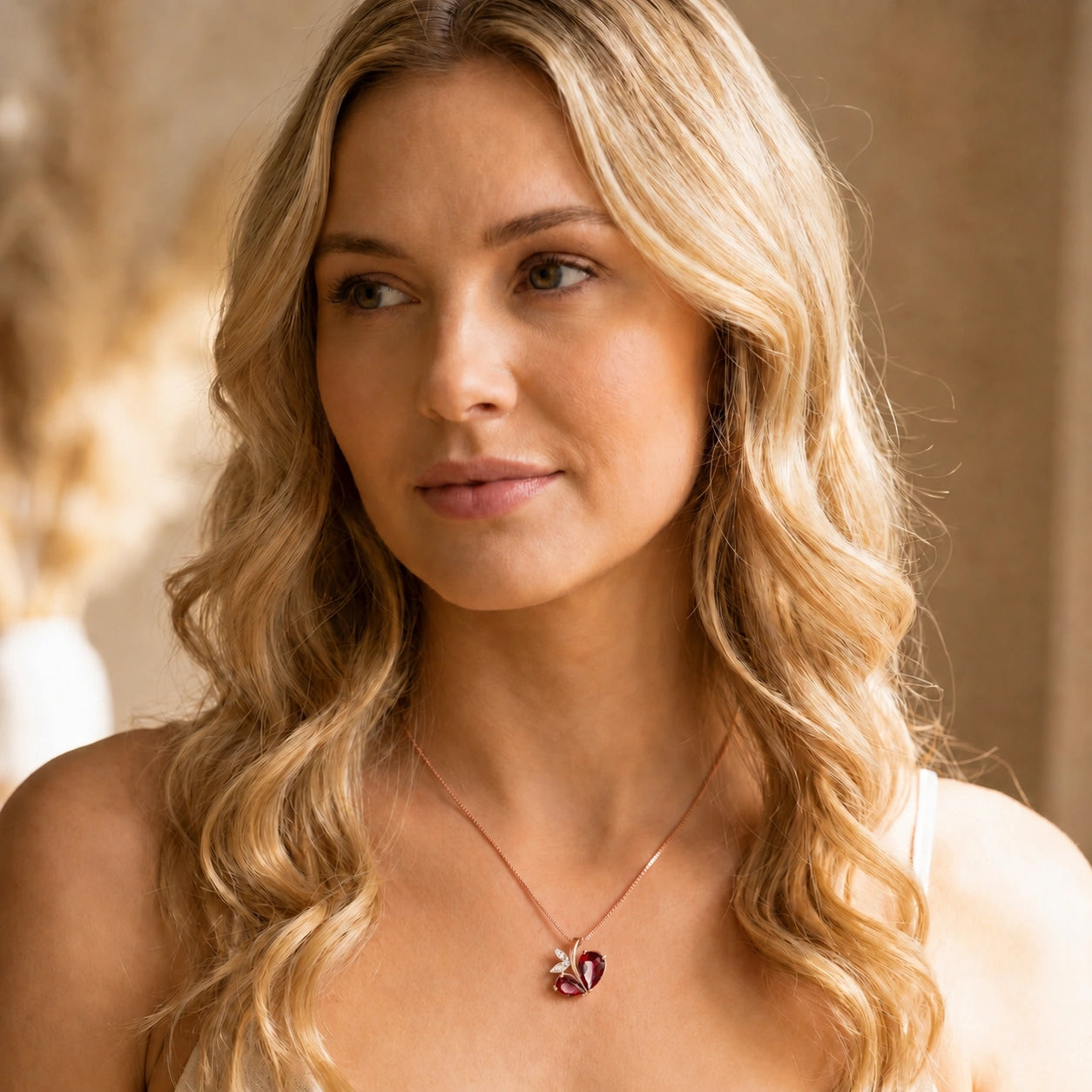 Rose Gold Pendant Necklace Multi-Gemstone 10K — Adelaide