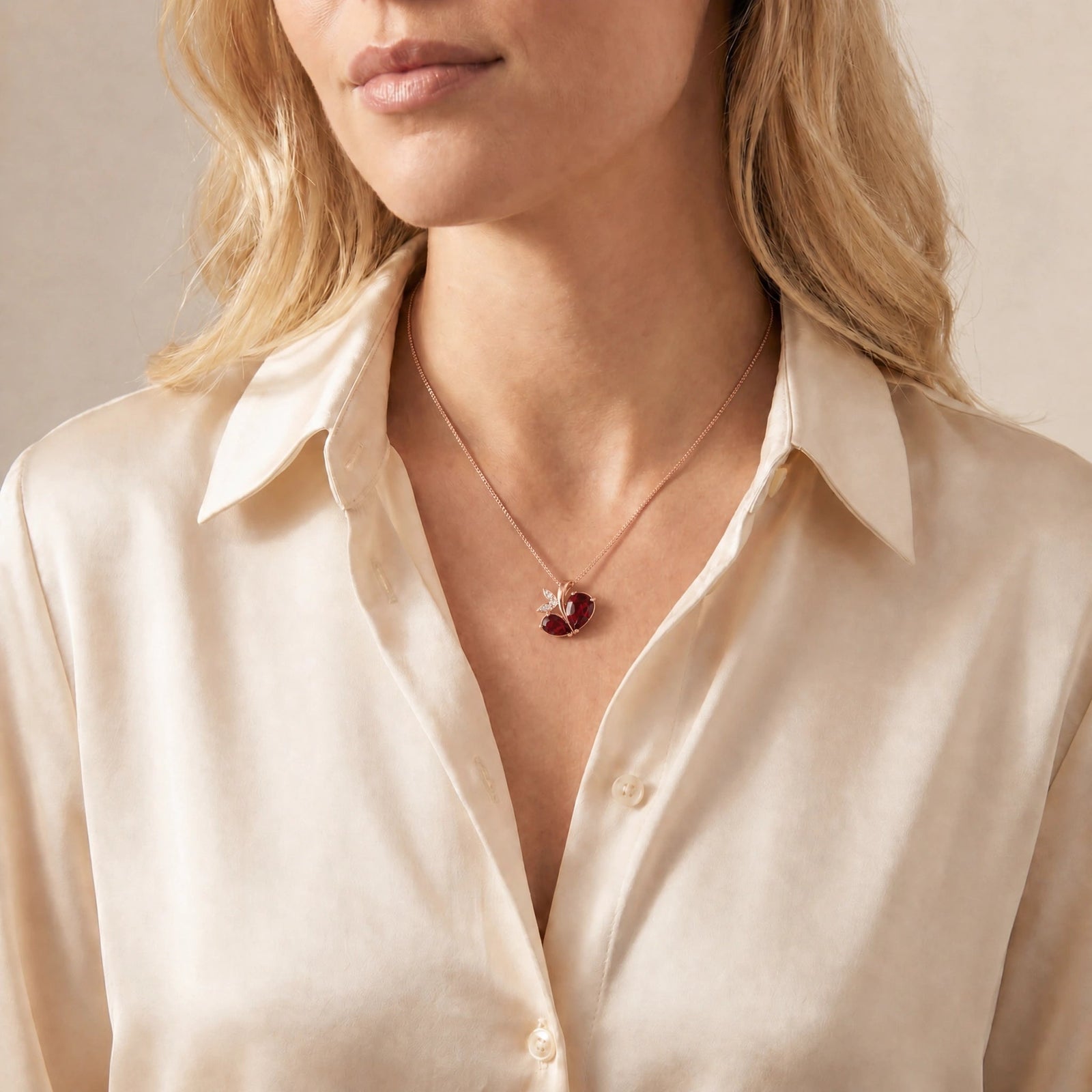 Rose Gold Pendant Necklace Multi-Gemstone 10K — Adelaide