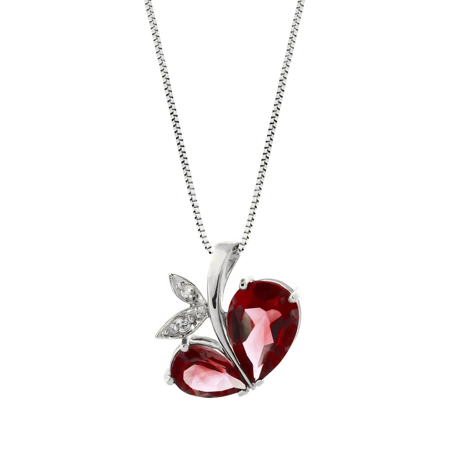 White Gold Pendant Necklace Multi-Gemstone 10K — Adelaide