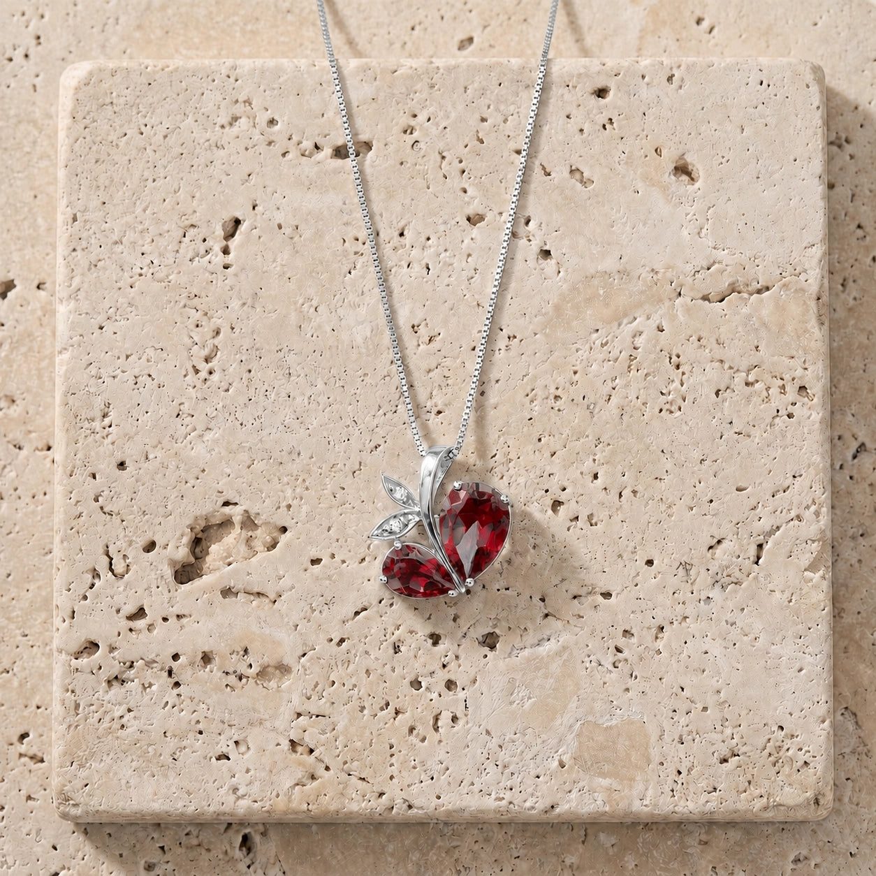White Gold Pendant Necklace Multi-Gemstone 10K — Adelaide