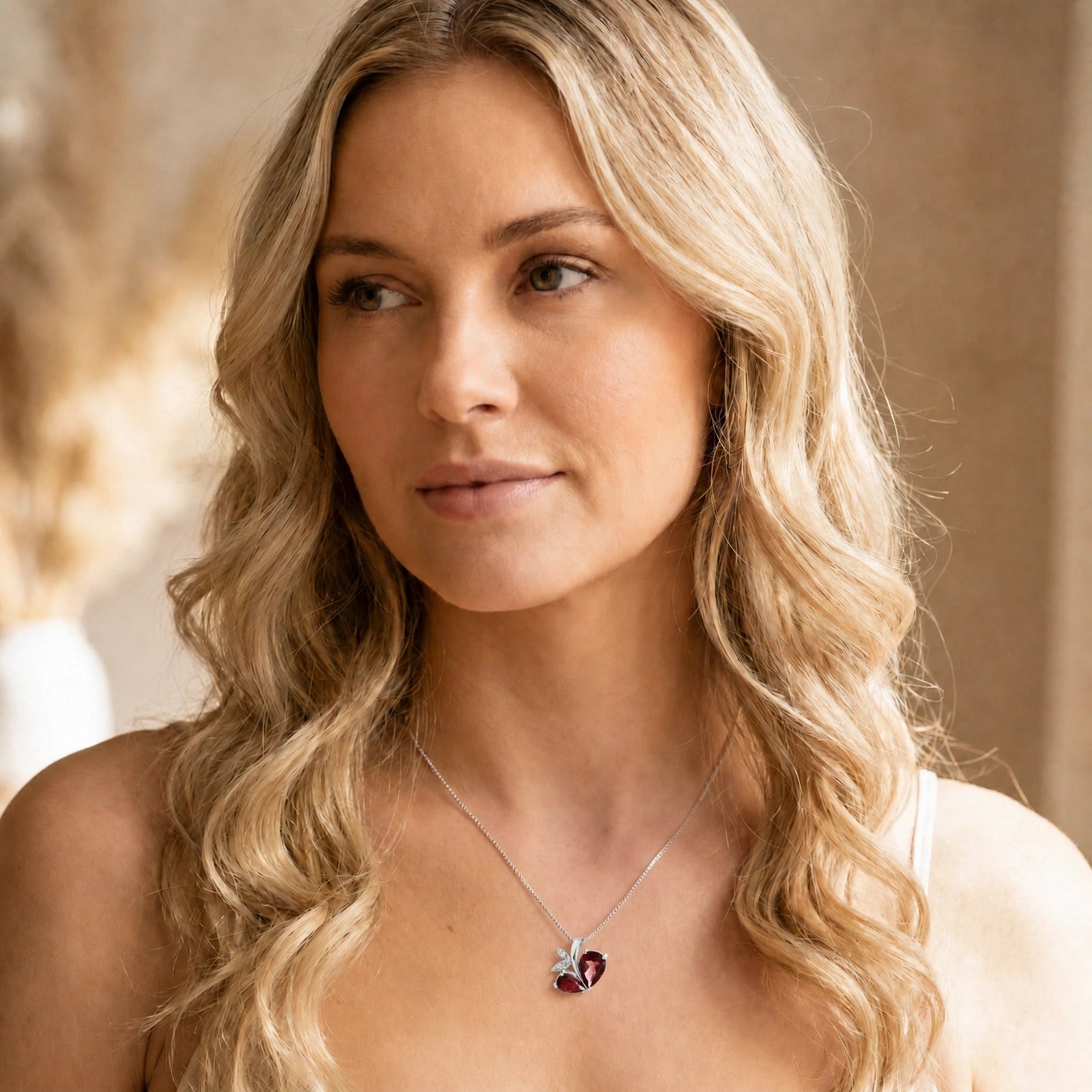 White Gold Pendant Necklace Multi-Gemstone 10K — Adelaide