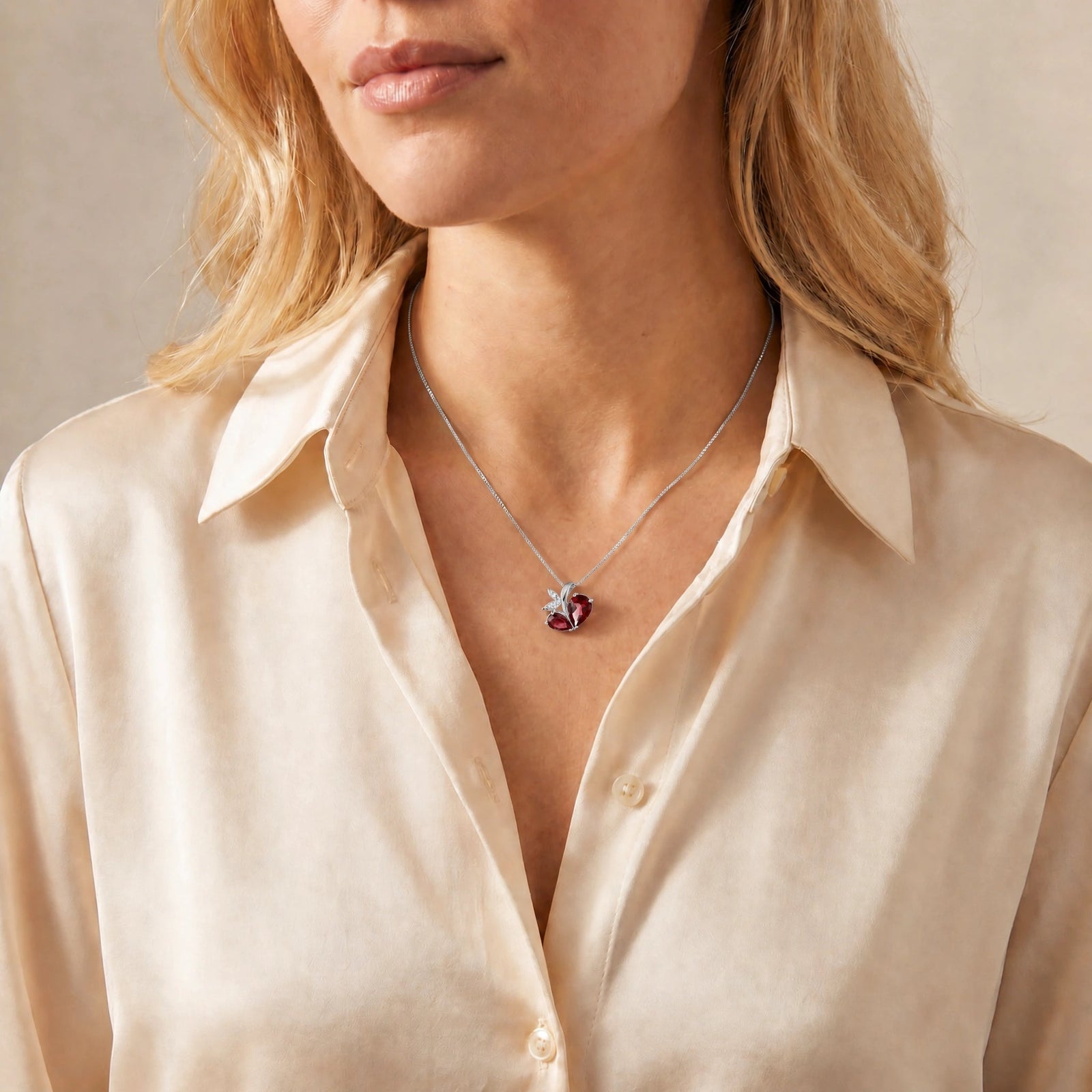 White Gold Pendant Necklace Multi-Gemstone 10K — Adelaide