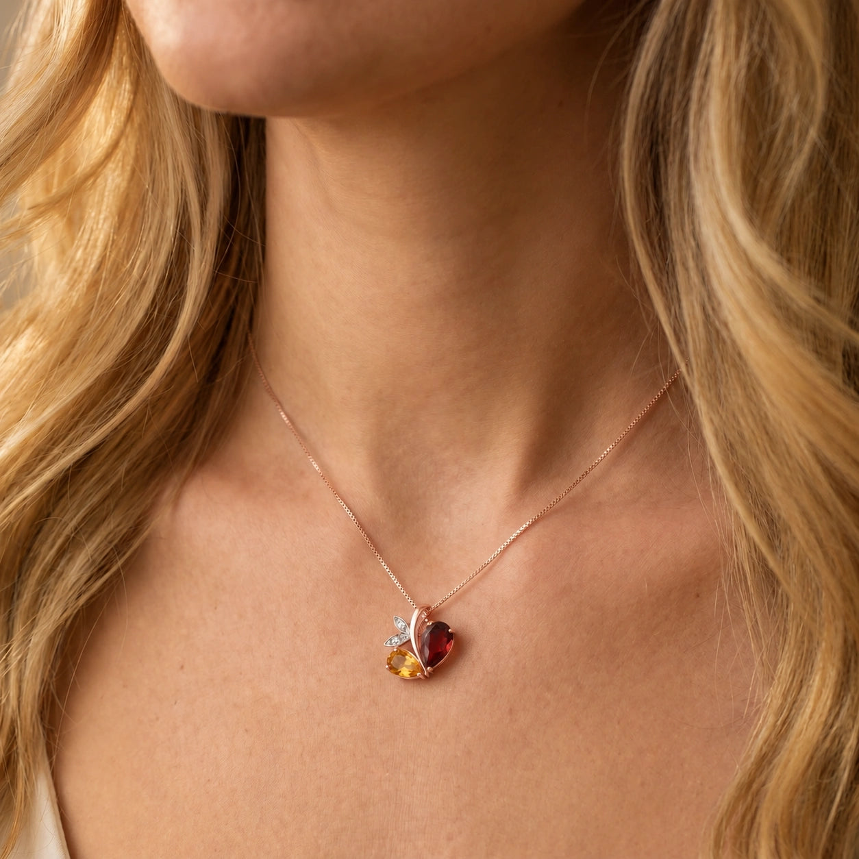 Rose Gold Pendant Necklace Sapphire 10K — Adelaide