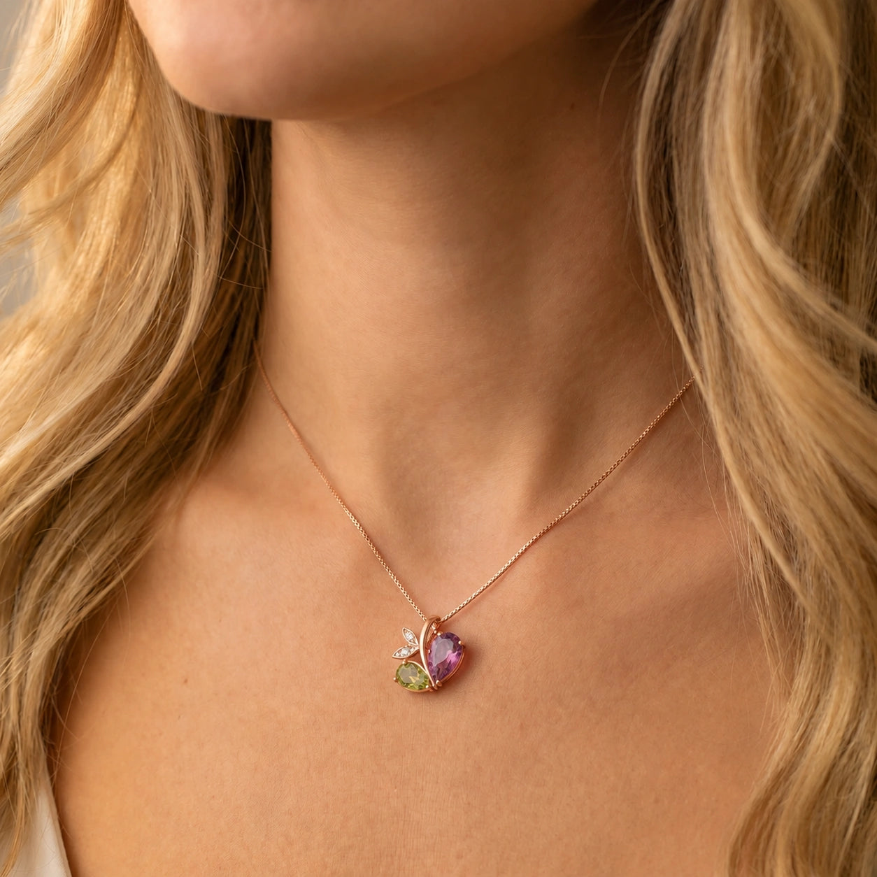 Rose Gold Pendant Necklace Sapphire 10K — Adelaide