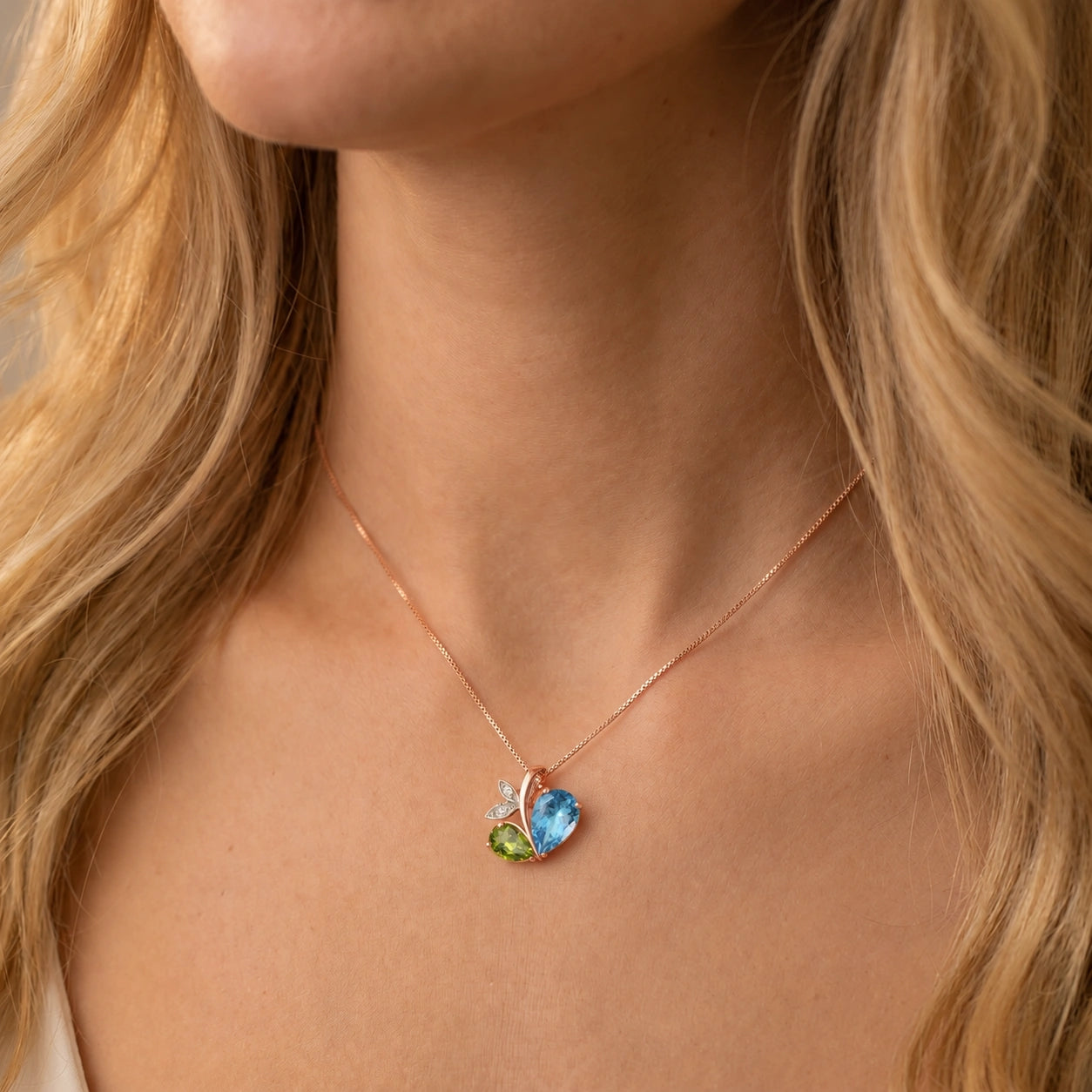 Rose Gold Pendant Necklace Sapphire 10K — Adelaide