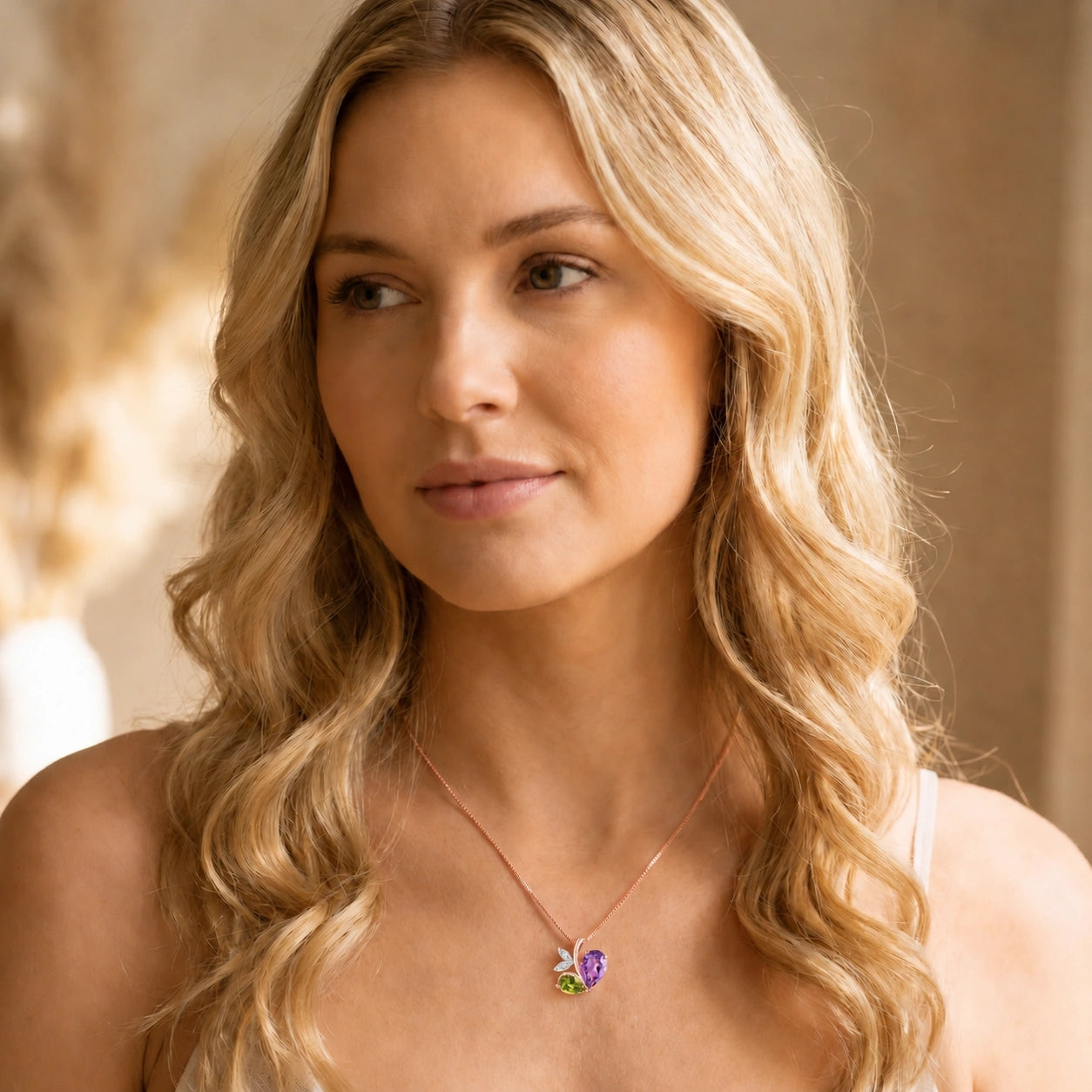 Rose Gold Pendant Necklace Sapphire 10K — Adelaide