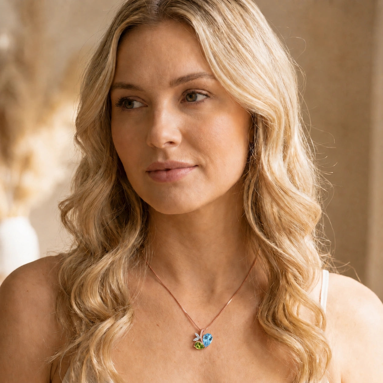 Rose Gold Pendant Necklace Sapphire 10K — Adelaide