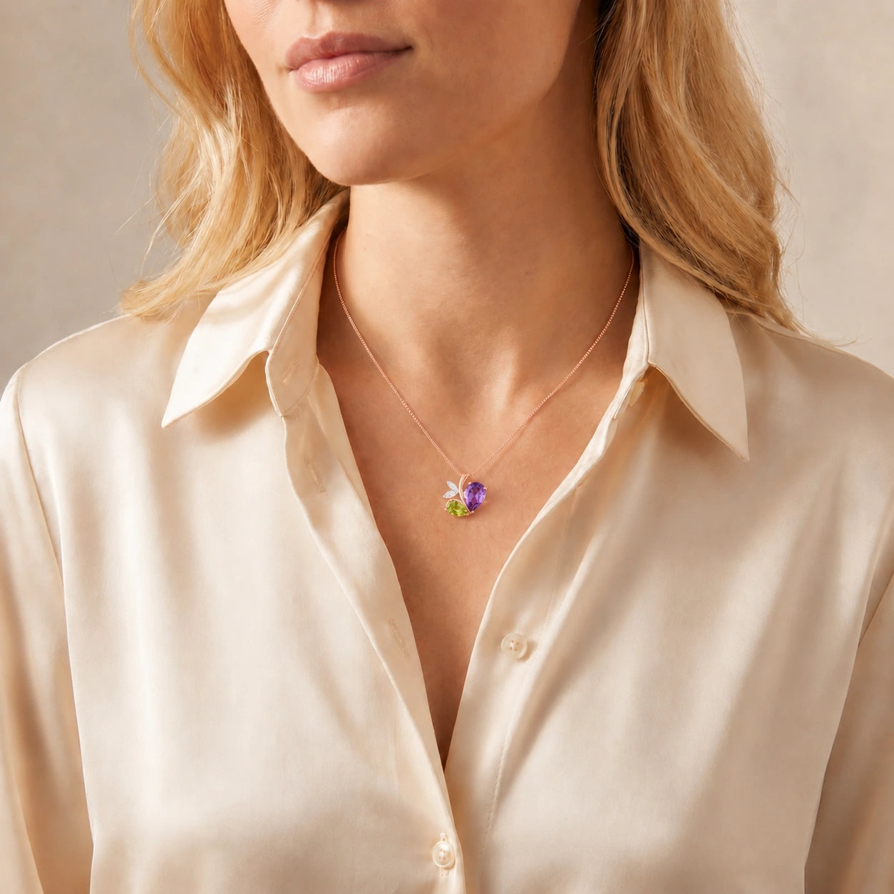 Rose Gold Pendant Necklace Sapphire 10K — Adelaide