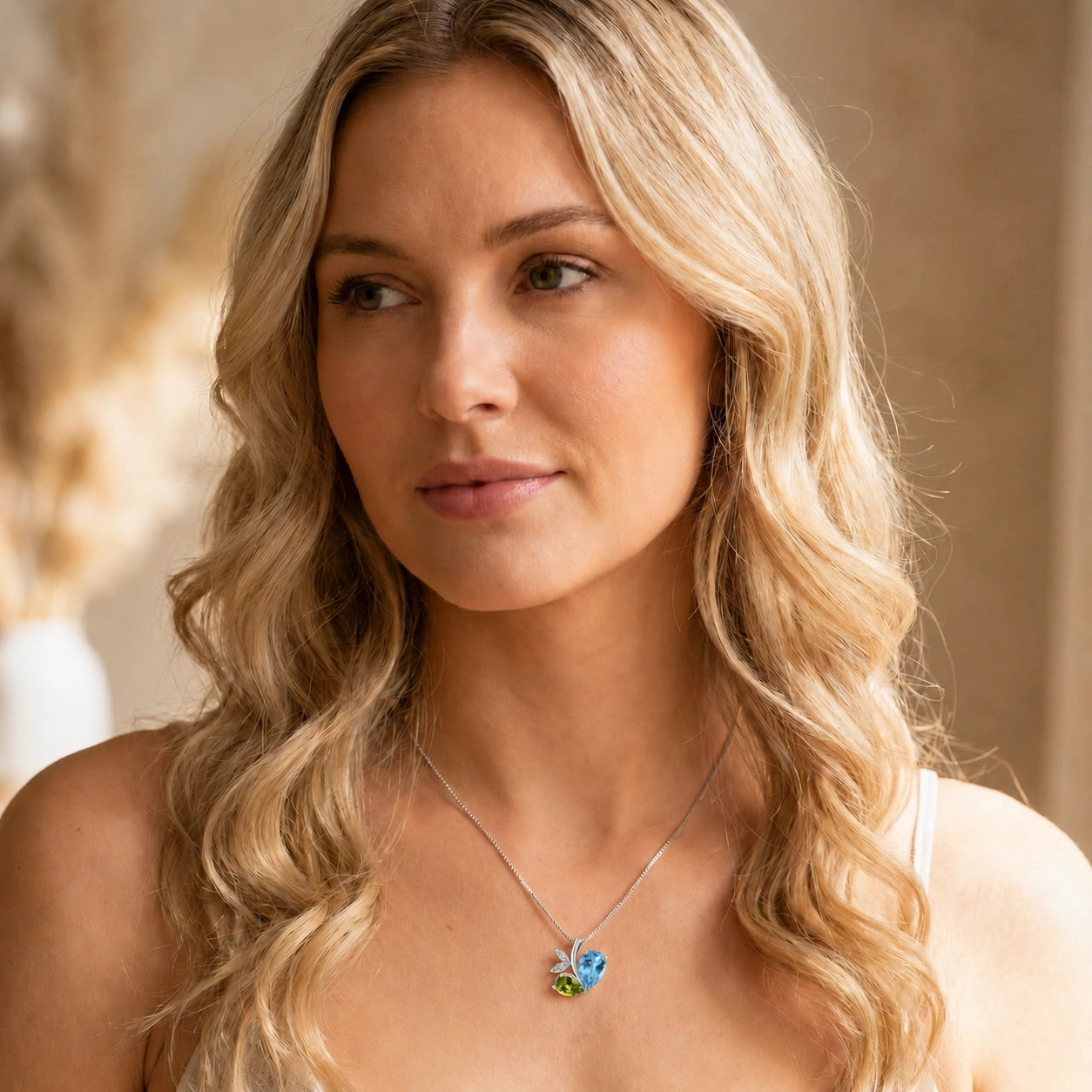 White Gold Pendant Necklace Sapphire 10K — Adelaide