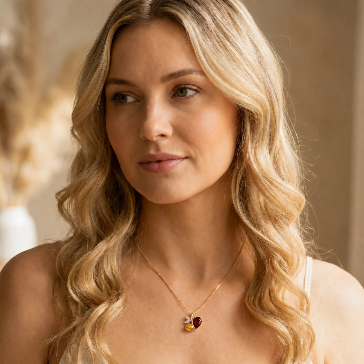 Yellow Gold Pendant Necklace Sapphire 10K — Adelaide