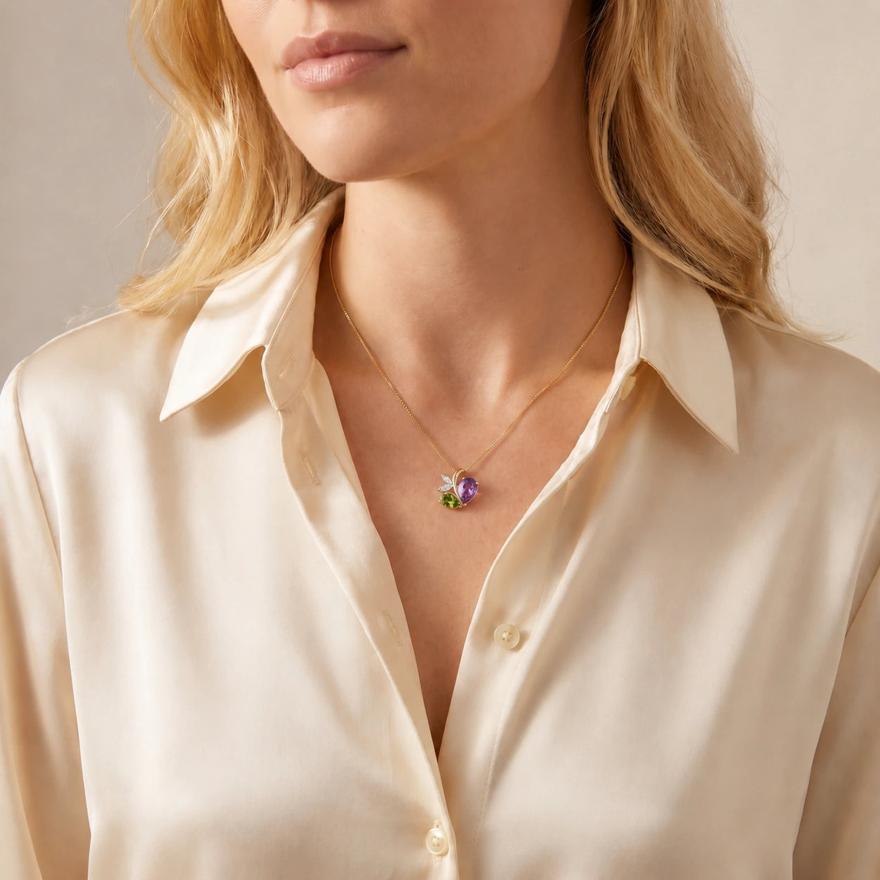 Yellow Gold Pendant Necklace Sapphire 10K — Adelaide