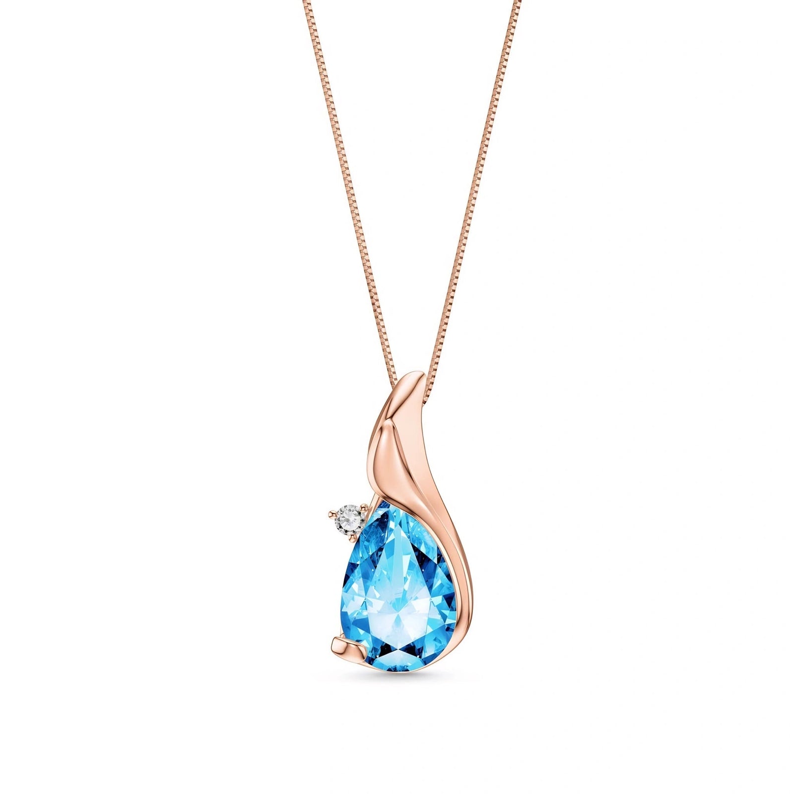 Rose Gold Blue Topaz & Diamond — Narcisa