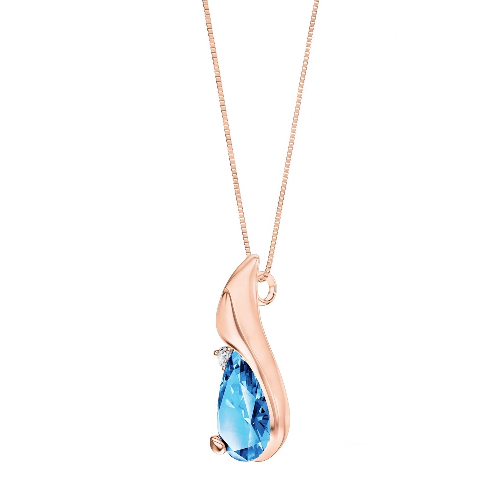 Rose Gold Blue Topaz & Diamond — Narcisa
