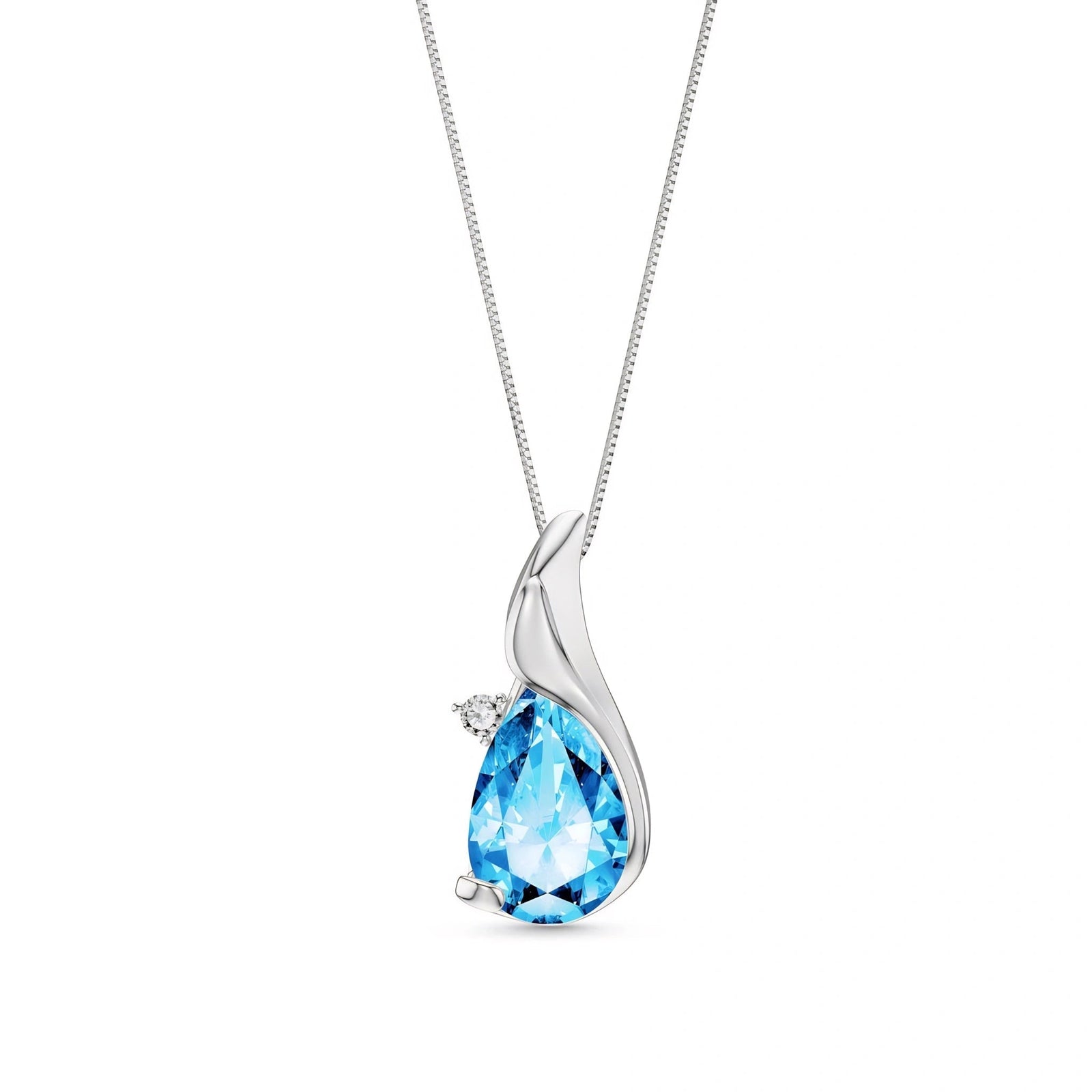 White Gold Blue Topaz & Diamond — Narcisa