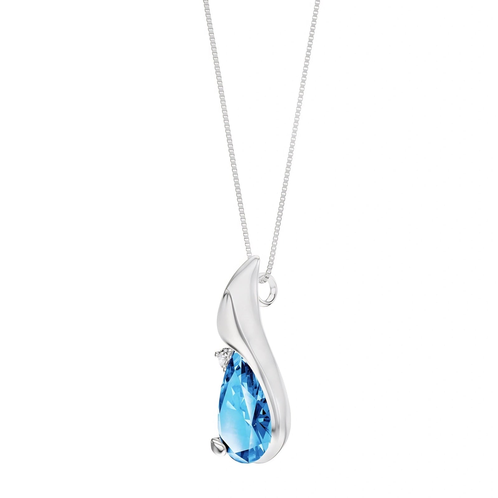 White Gold Blue Topaz & Diamond — Narcisa