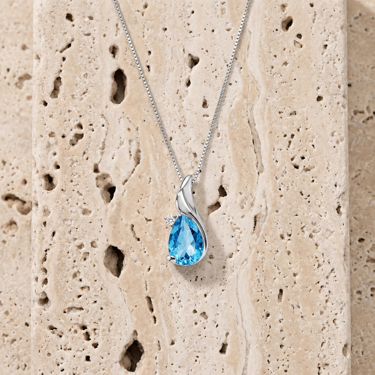 White Gold Blue Topaz & Diamond — Narcisa