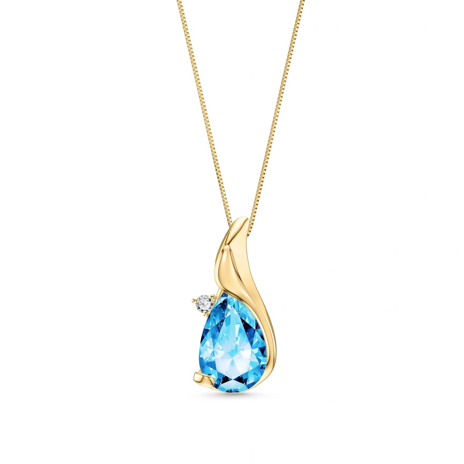 Yellow Gold Blue Topaz & Diamond — Narcisa