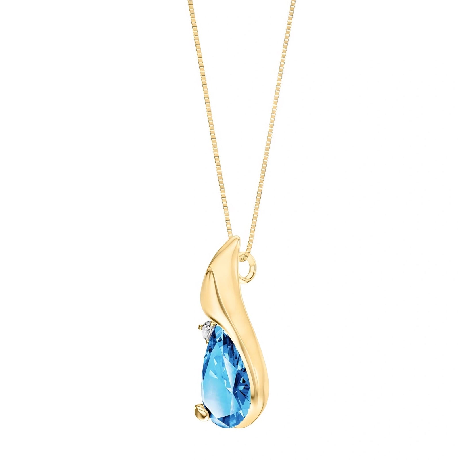Yellow Gold Blue Topaz & Diamond — Narcisa