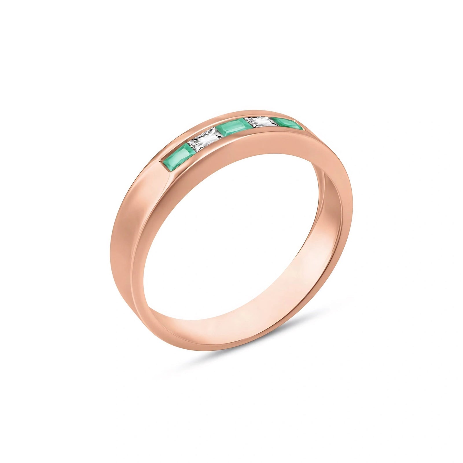 Rose Gold White Topaz & Emerald — Nazzarena