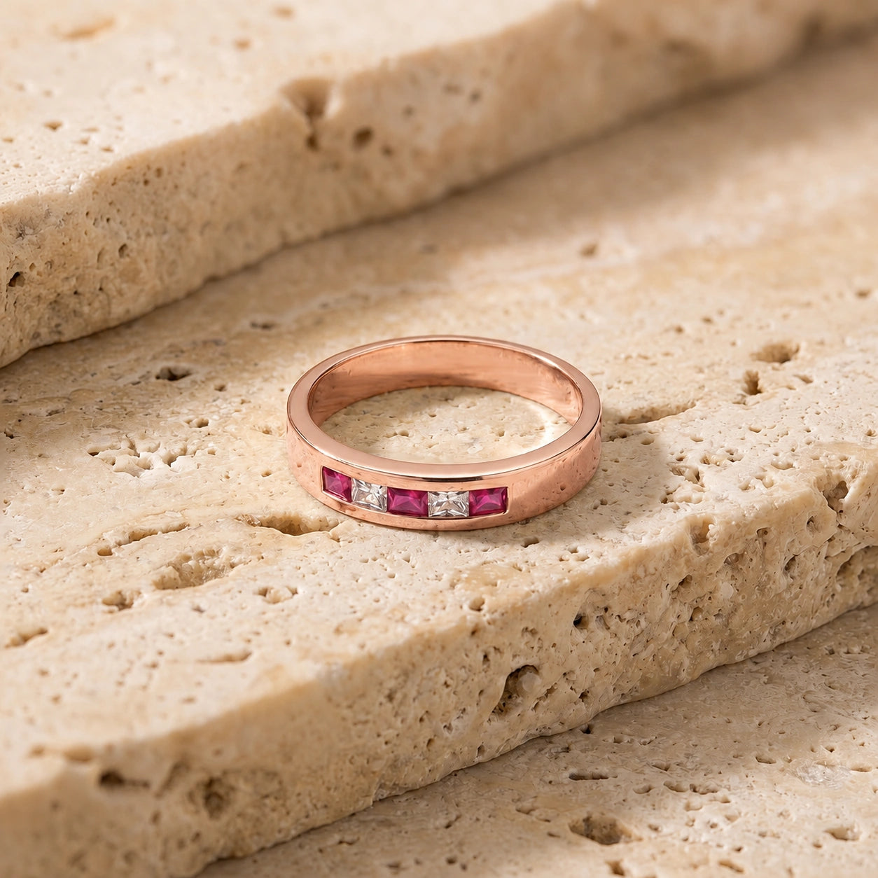Rose Gold White Topaz & Emerald — Nazzarena