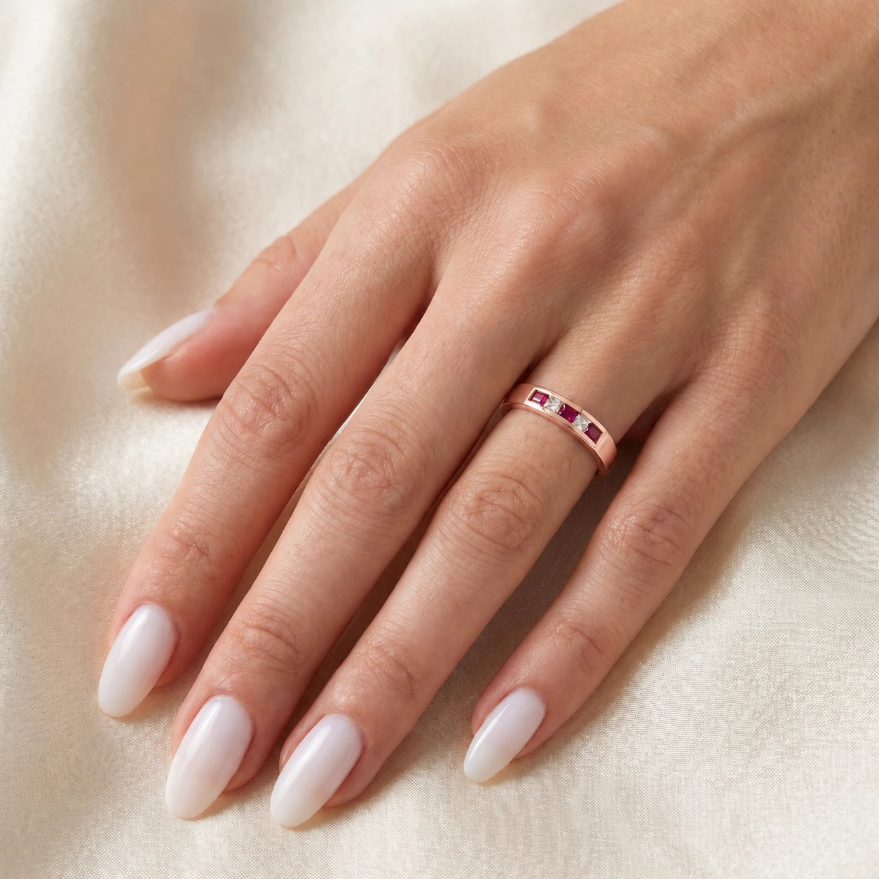 Rose Gold White Topaz & Emerald — Nazzarena