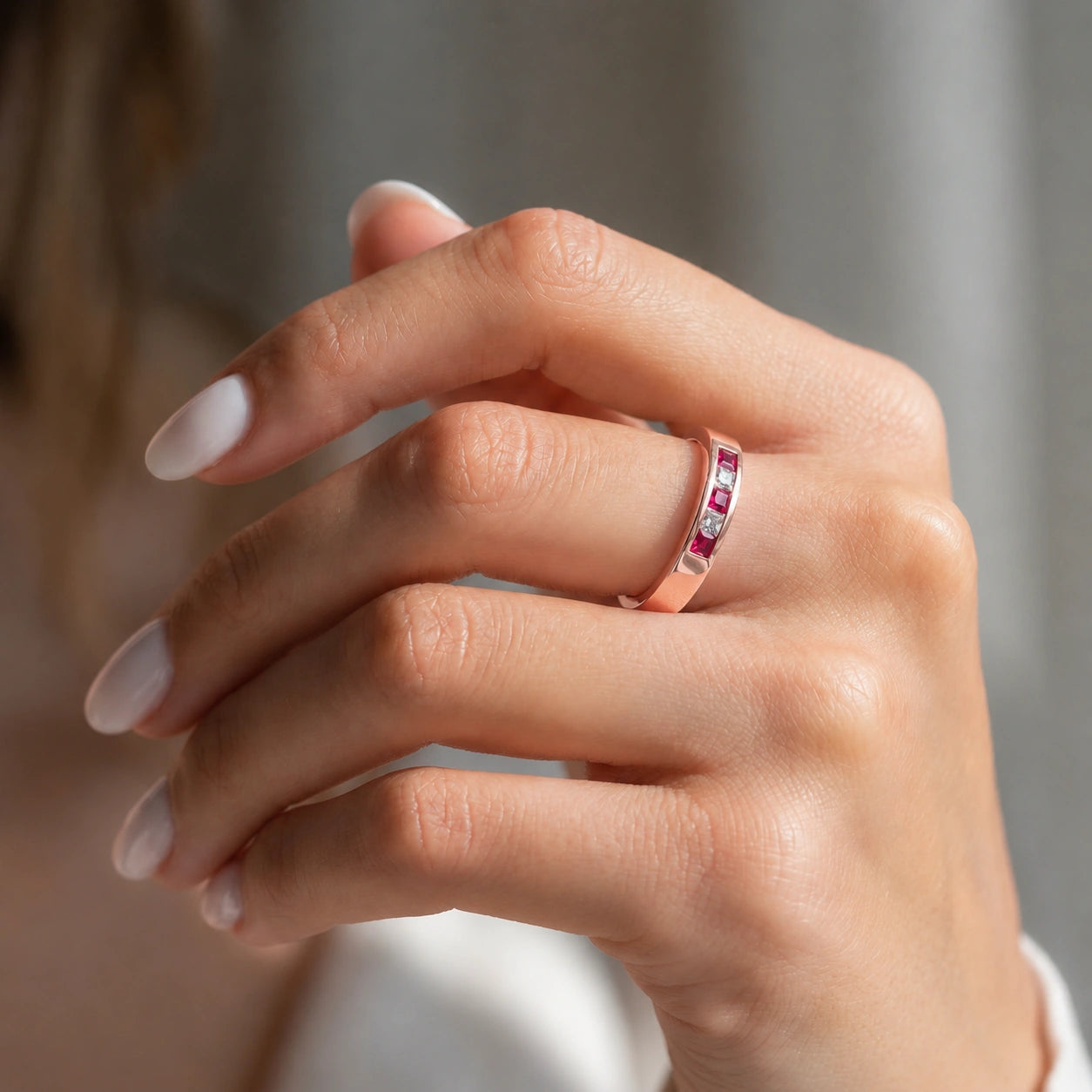 Rose Gold White Topaz & Emerald — Nazzarena