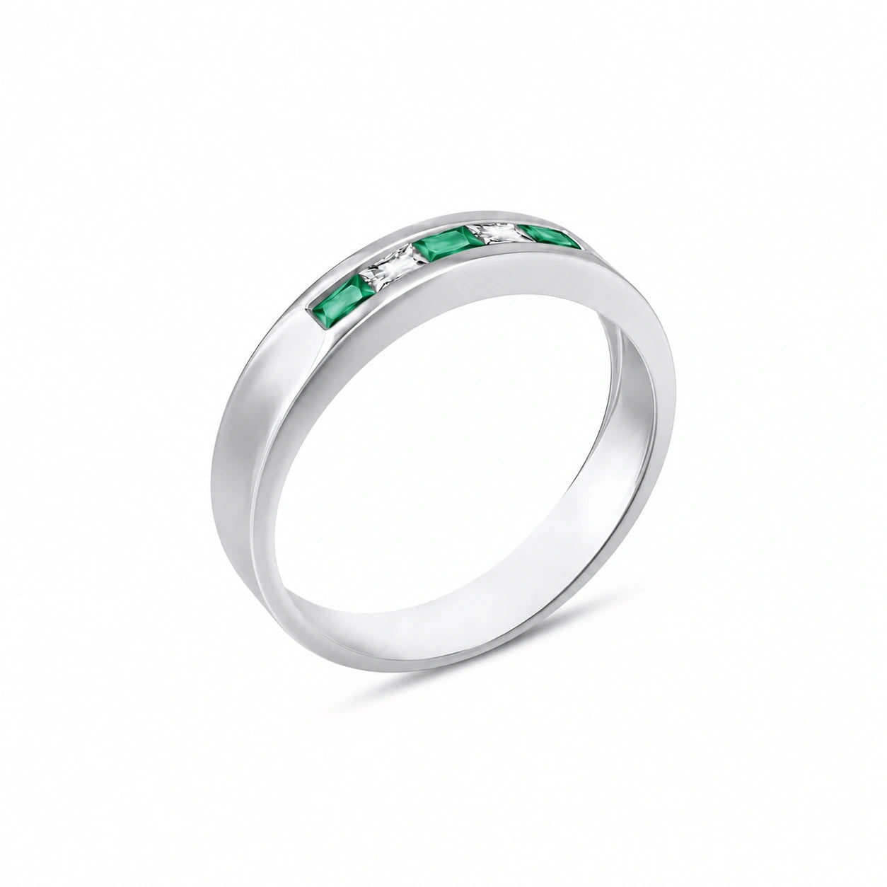 White Gold White Topaz & Emerald — Nazzarena