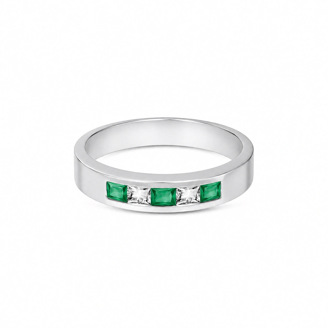 White Gold White Topaz & Emerald — Nazzarena