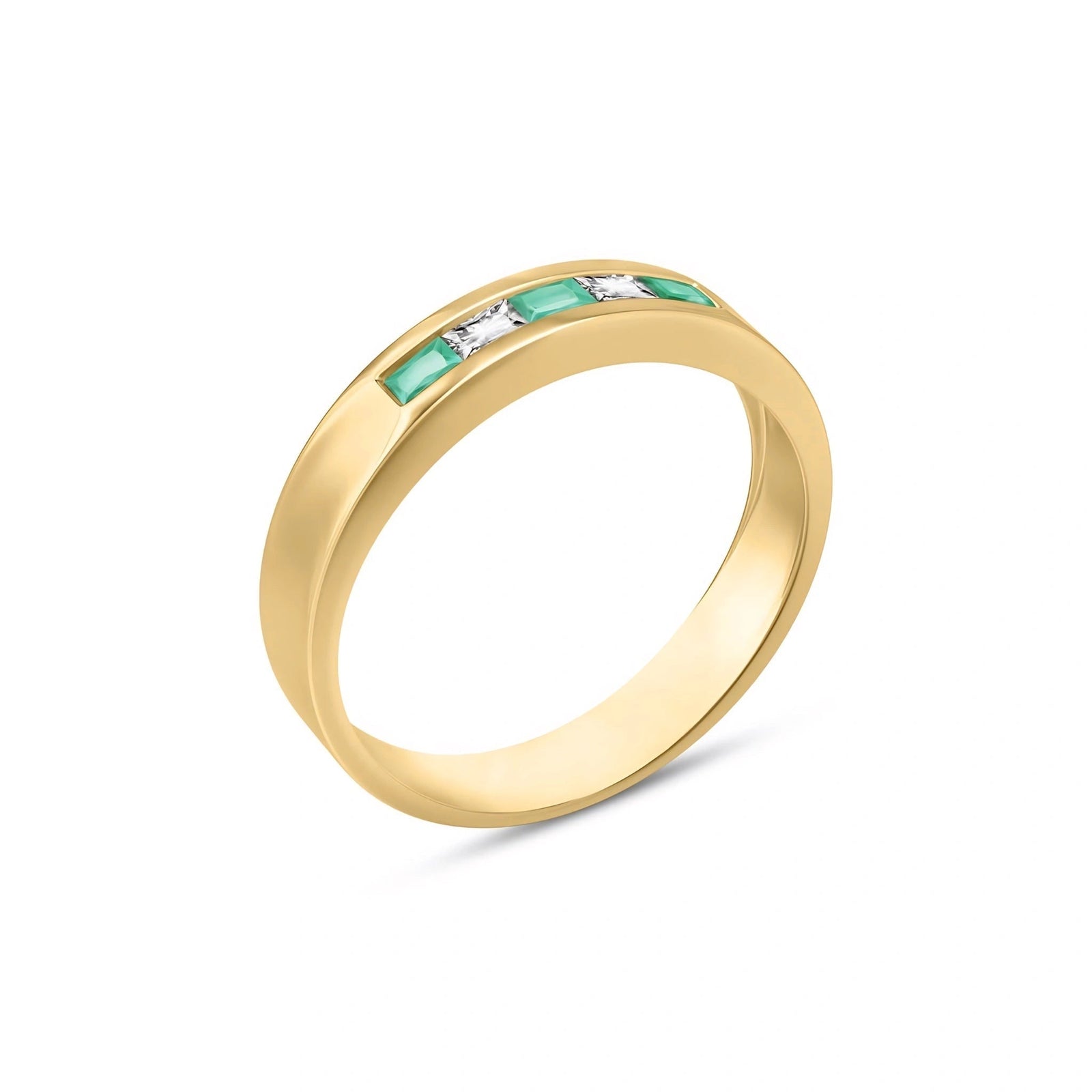 Yellow Gold White Topaz & Emerald — Nazzarena