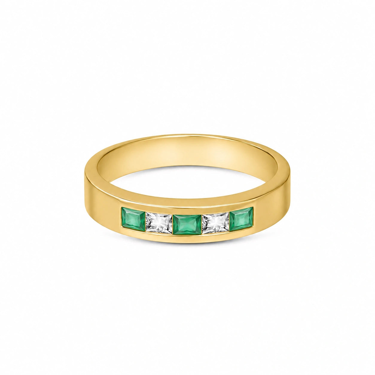 Yellow Gold White Topaz & Emerald — Nazzarena