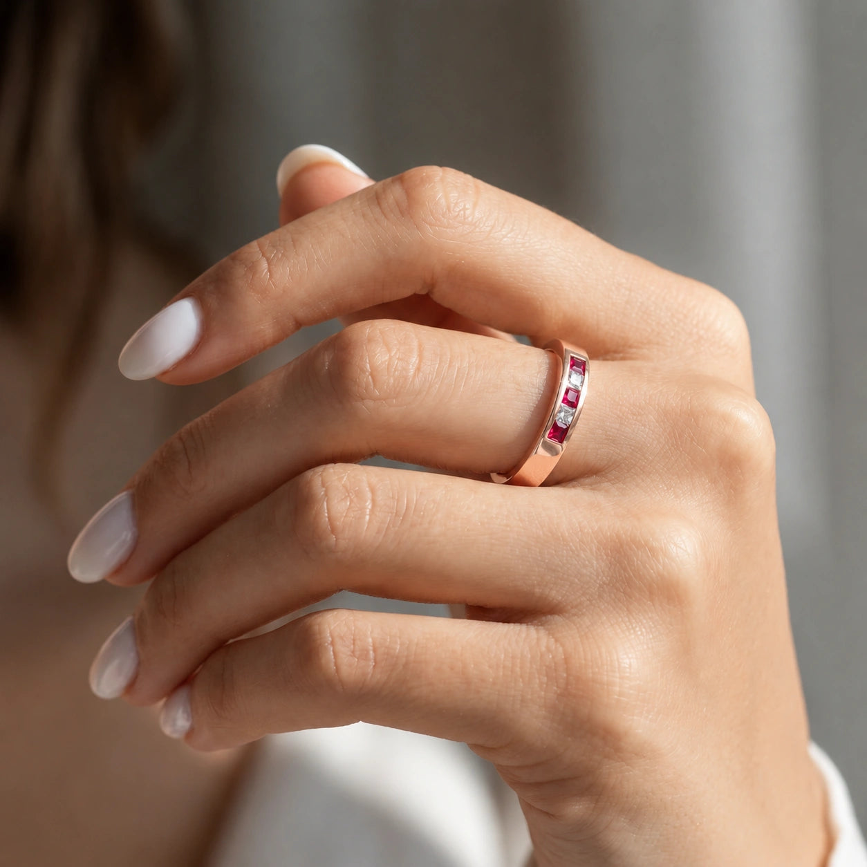 Rose Gold White Topaz & Ruby — Nazzarena