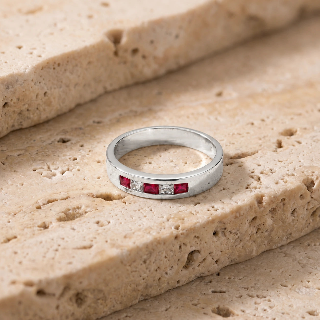 White Gold White Topaz & Ruby — Nazzarena