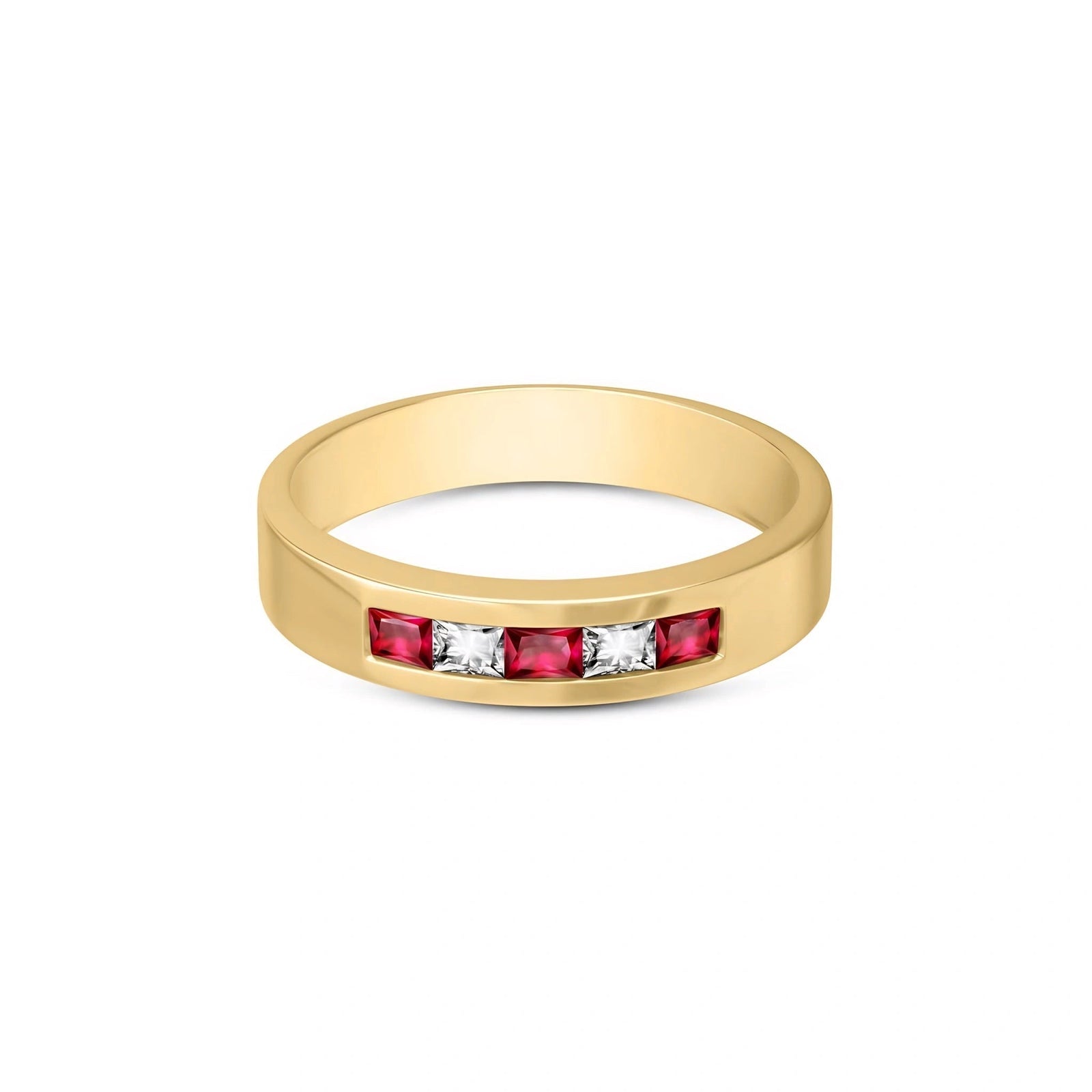Yellow Gold White Topaz & Ruby — Nazzarena