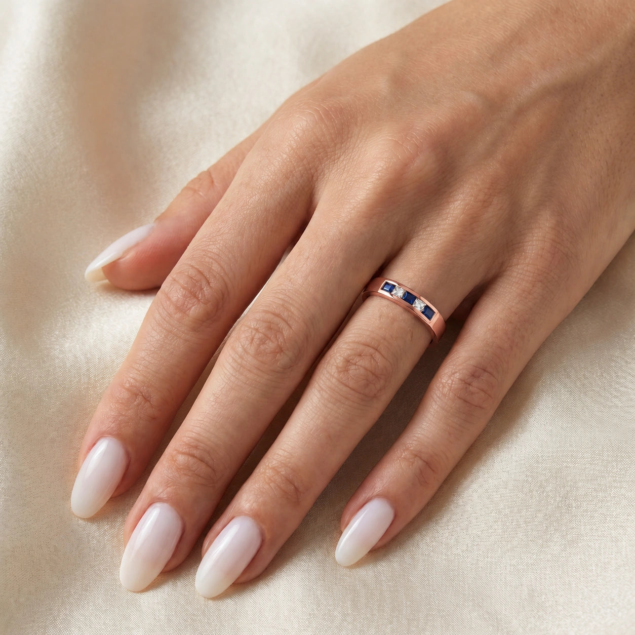 Rose Gold White Topaz & Sapphire — Nazzarena