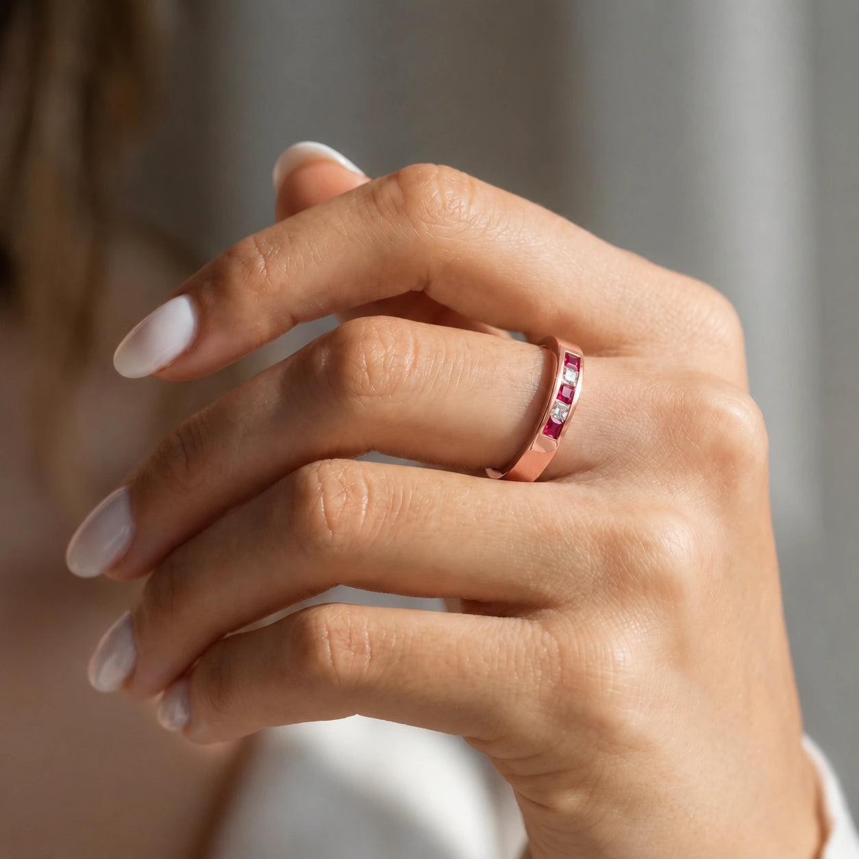 Rose Gold White Topaz & Sapphire — Nazzarena