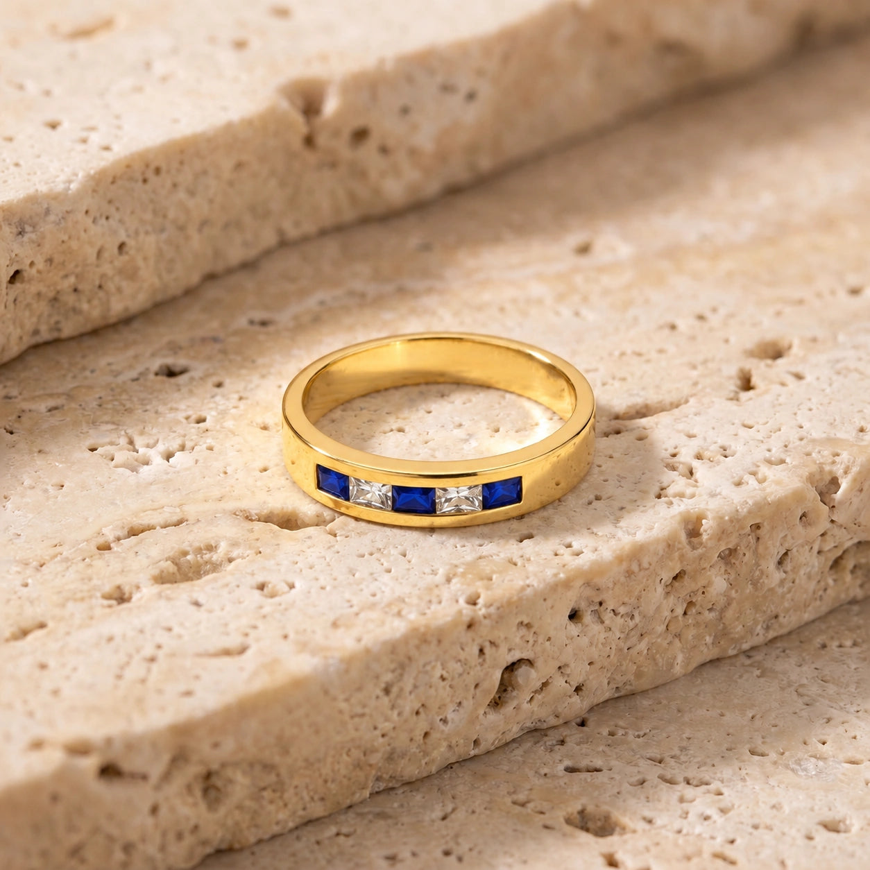 Yellow Gold White Topaz & Sapphire — Nazzarena