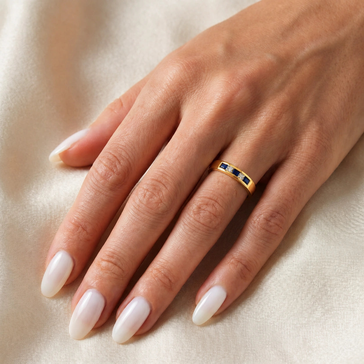 Yellow Gold White Topaz & Sapphire — Nazzarena